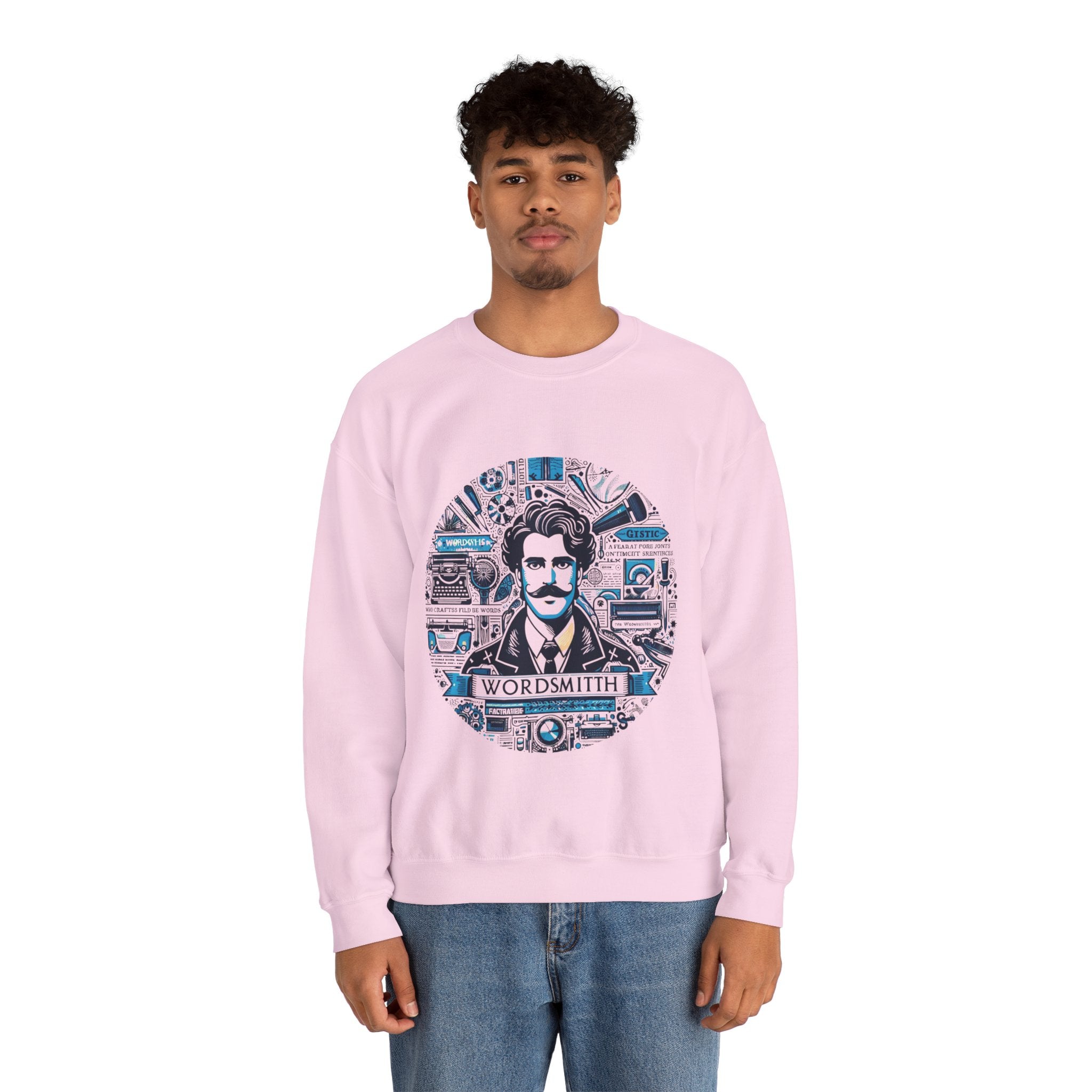 Wordsmith Background Sweatshirt: Embrace Literary Style with Cozy Comfort