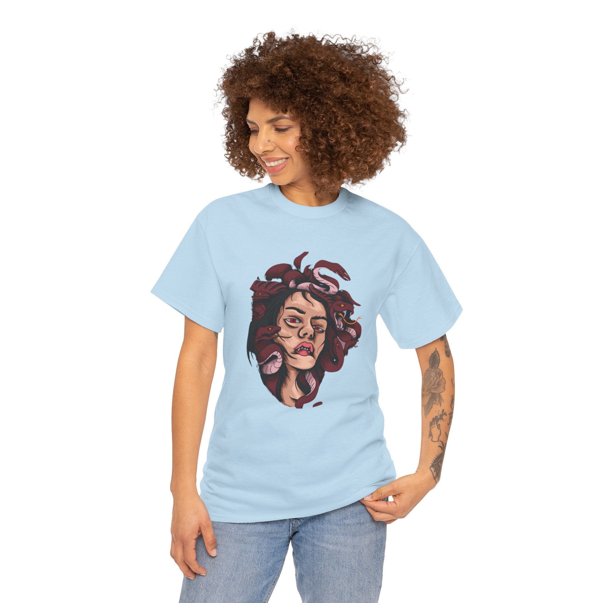 Mesmerizing Medusa Artwork Head T-Shirt - Mythical Serpent Goddess Tee with Intricate Design - Unique Wearable Art for Men and Women