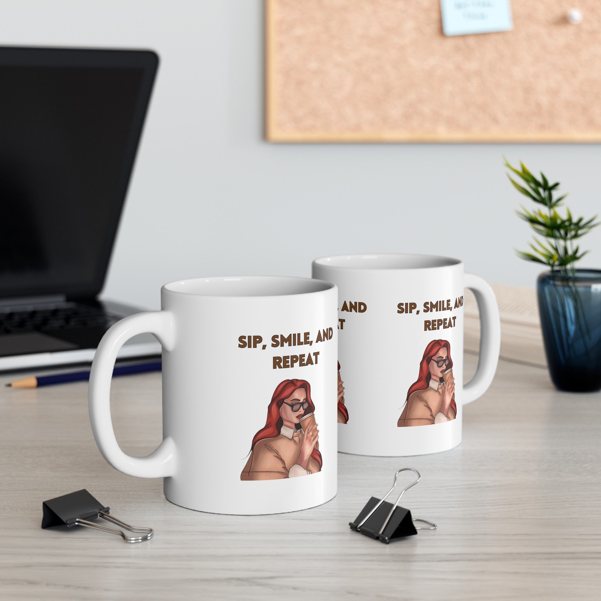 Sip, Smile, and Repeat Ceramic Mug - A Stylish Companion for Your Daily Brew