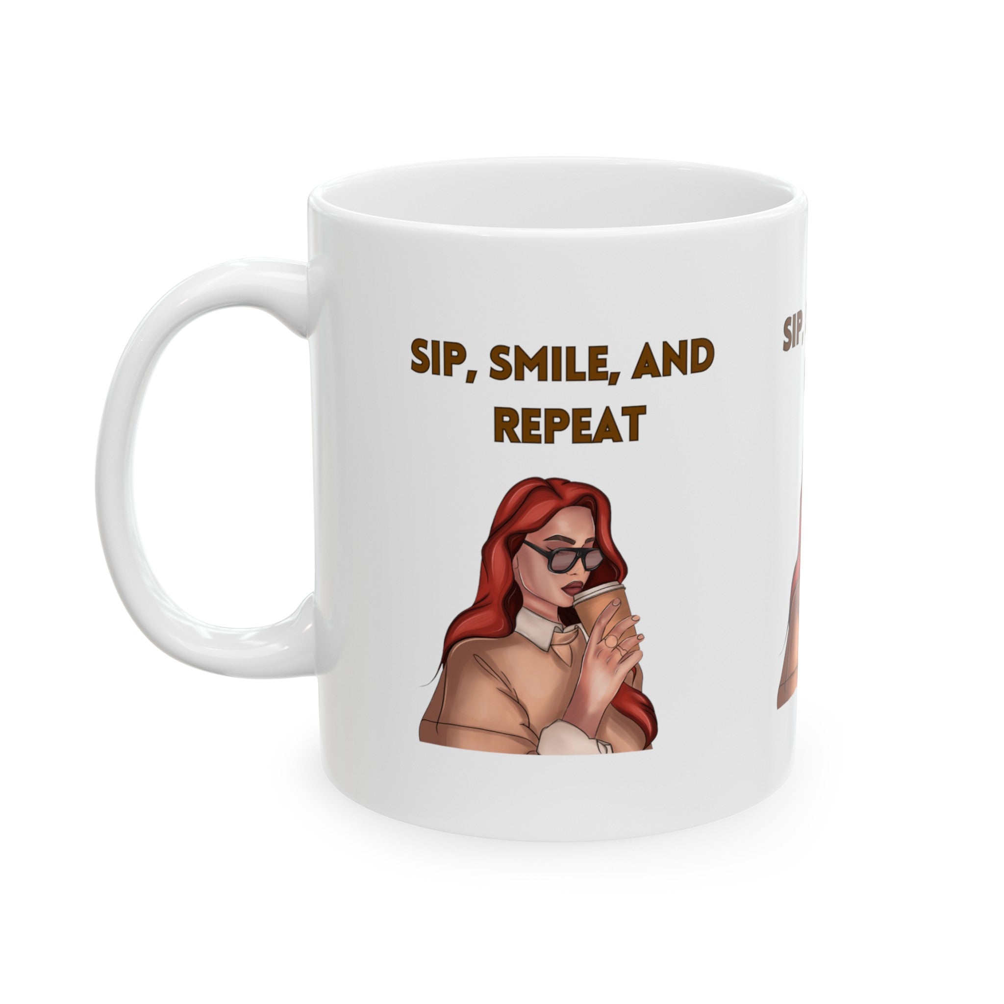 Sip, Smile, and Repeat Ceramic Mug - A Stylish Companion for Your Daily Brew