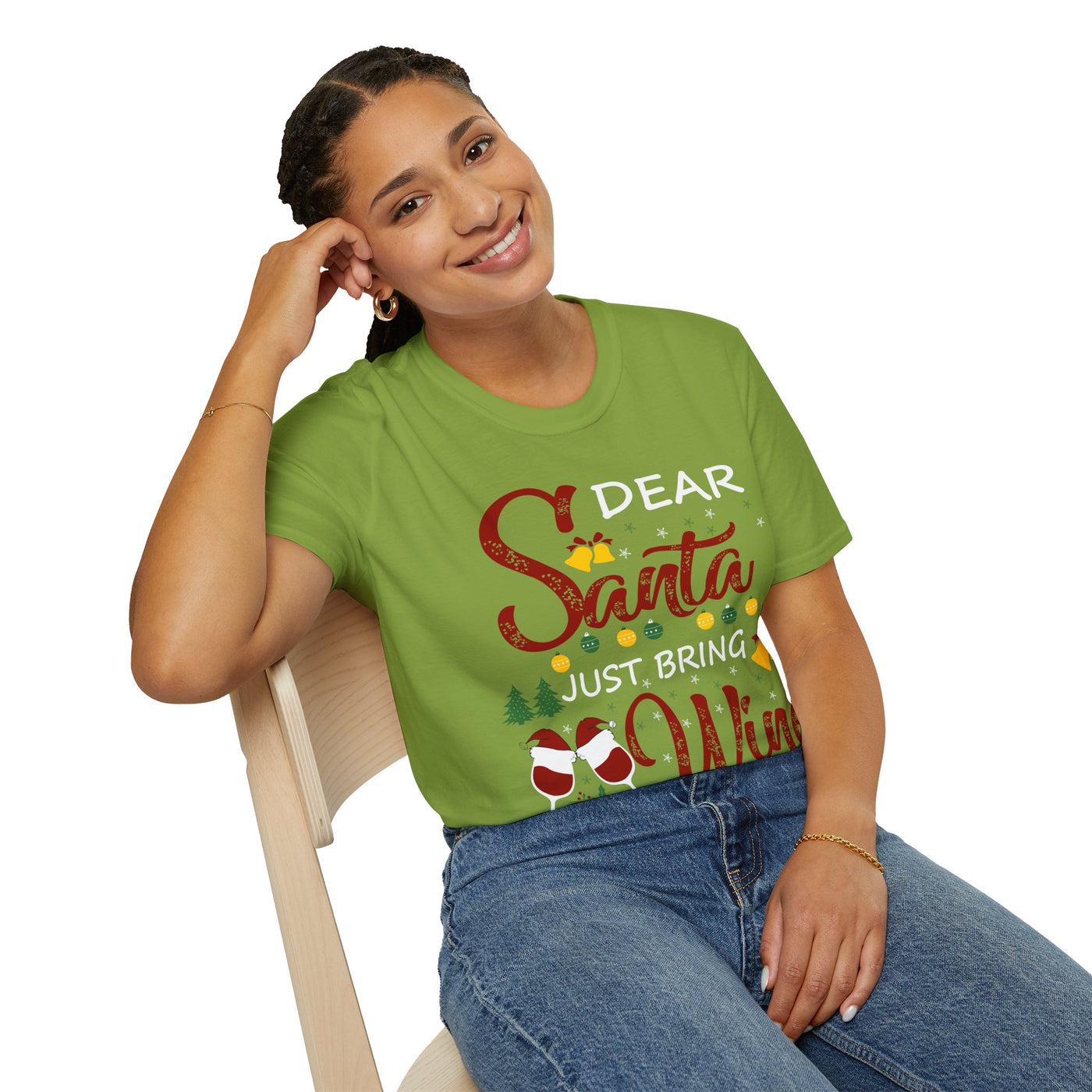 Dear Santa, Just Bring Wine Holiday T-Shirt