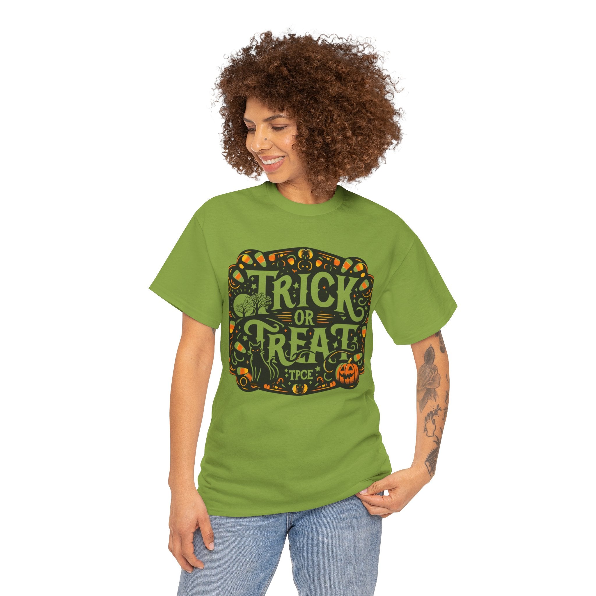 Spooky Surprise: Trick or Treat Halloween T-Shirt for Kids - Cute Ghost Design