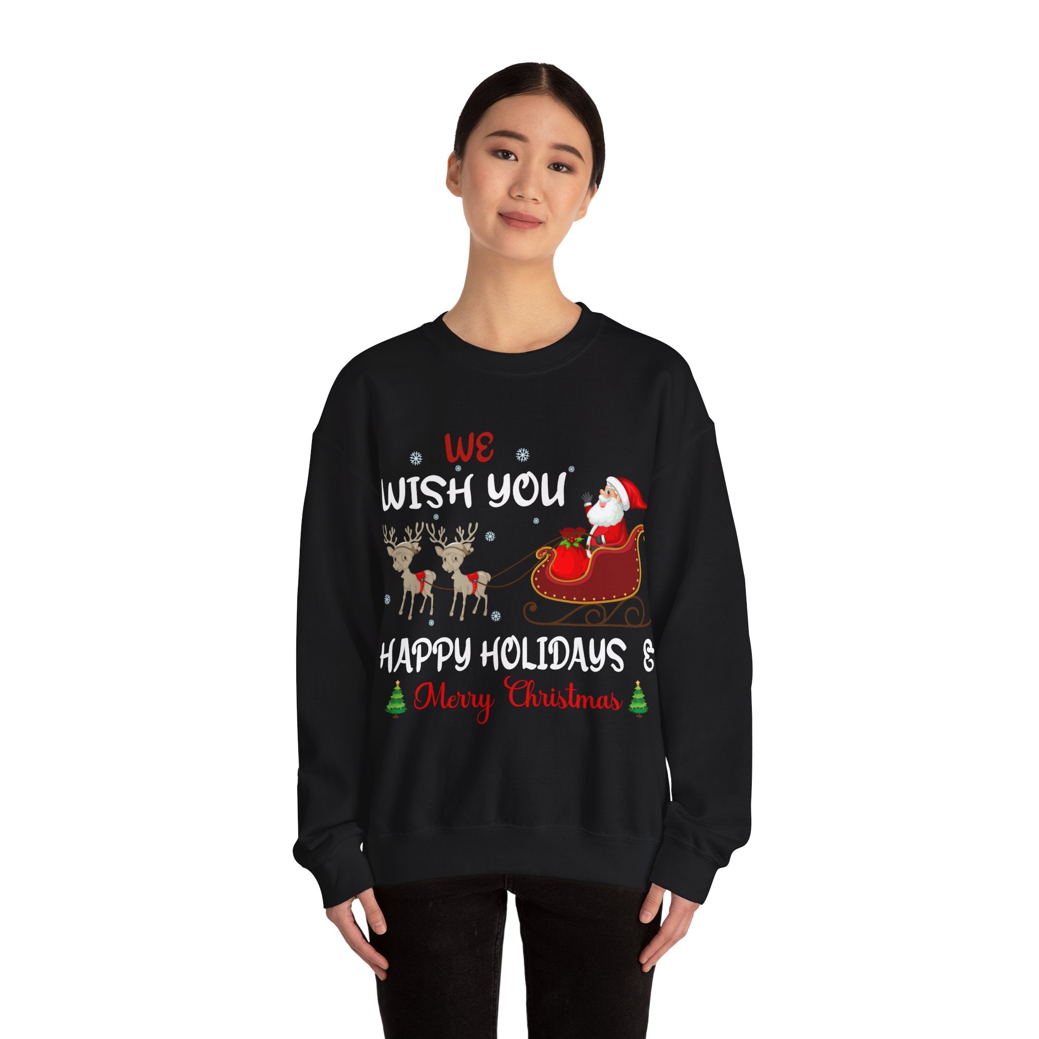 Happy Holiday & Merry Christmas Sweatshirt | Cozy Festive Cheer