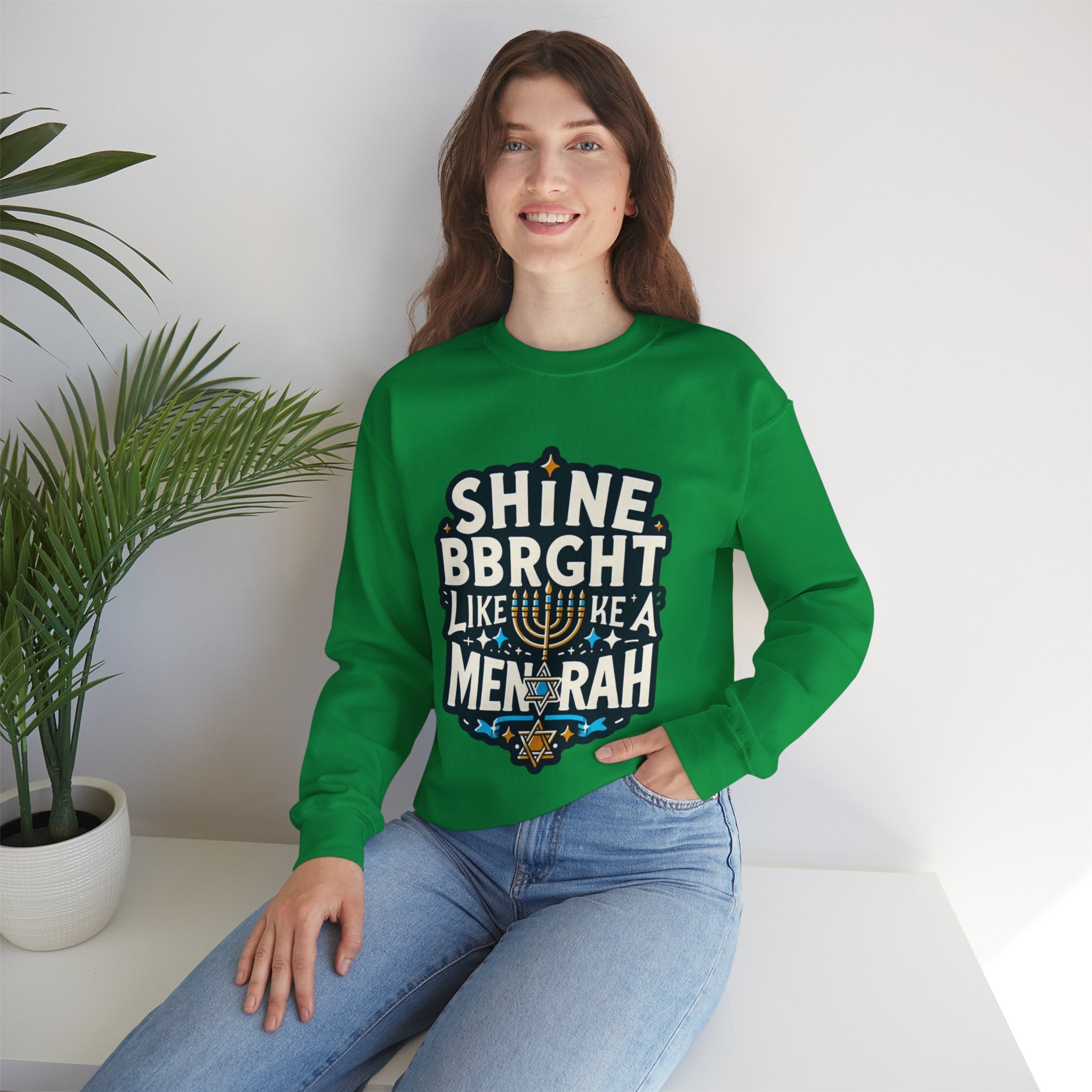 Shine Bright Like a Menorah Sweatshirt: Celebrate the Radiance of Hanukkah in Style