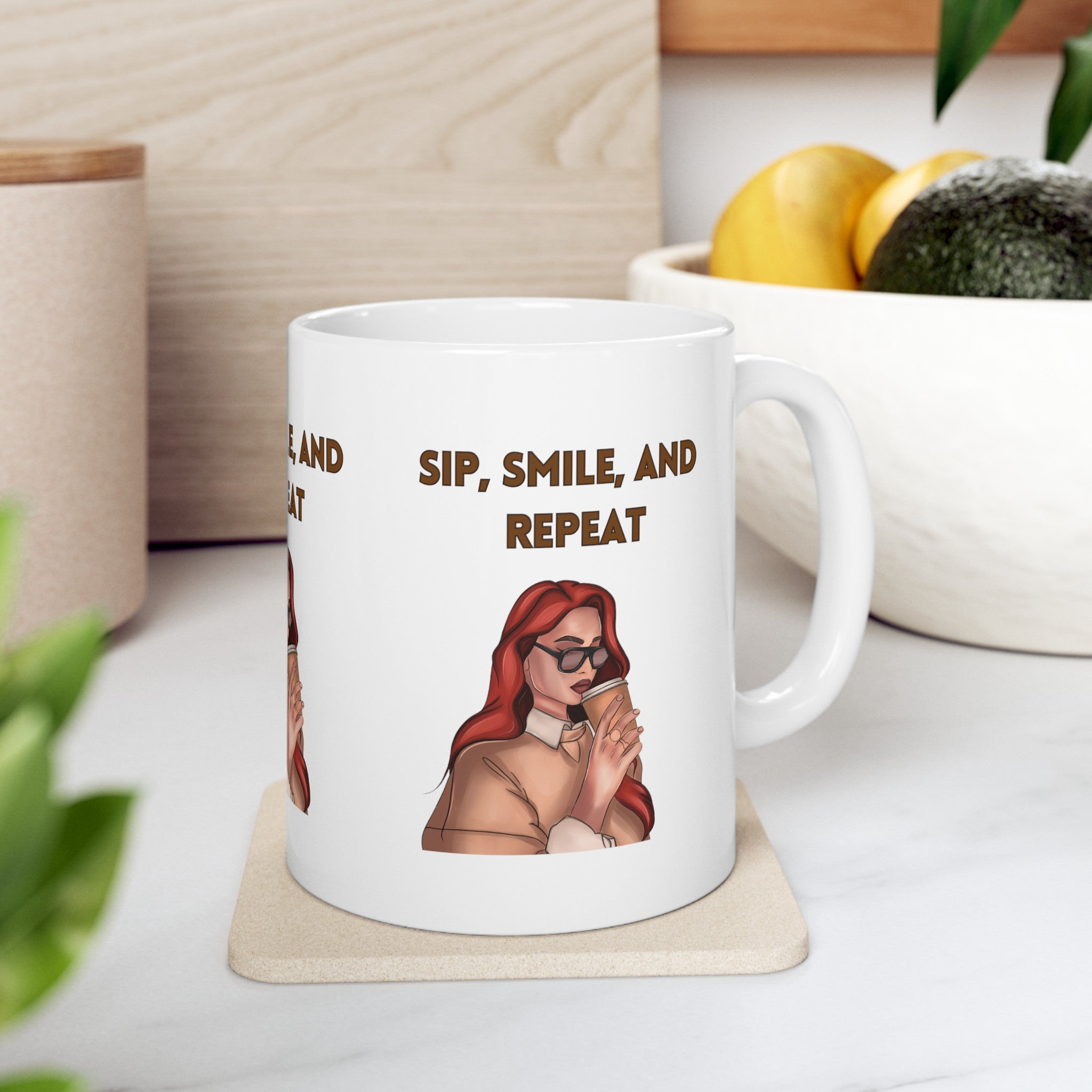 Sip, Smile, and Repeat Ceramic Mug - A Stylish Companion for Your Daily Brew