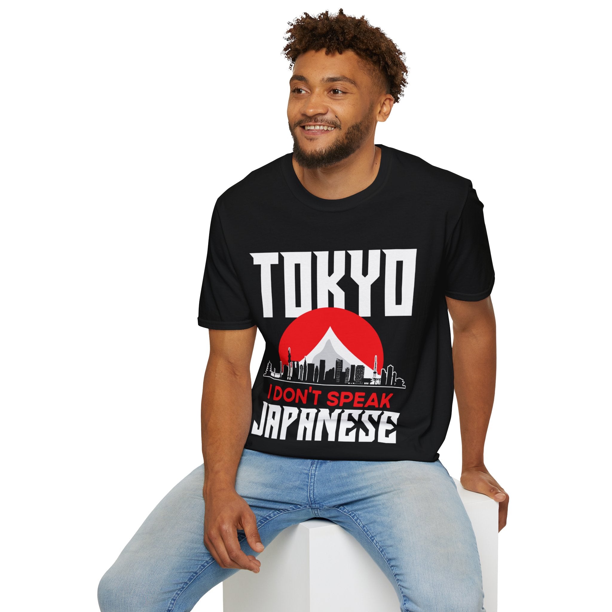 Tokyo Cityscape 'I Don't Speak Japanese' Graphic Tee - Trendy Urban Japan Travel Shirt