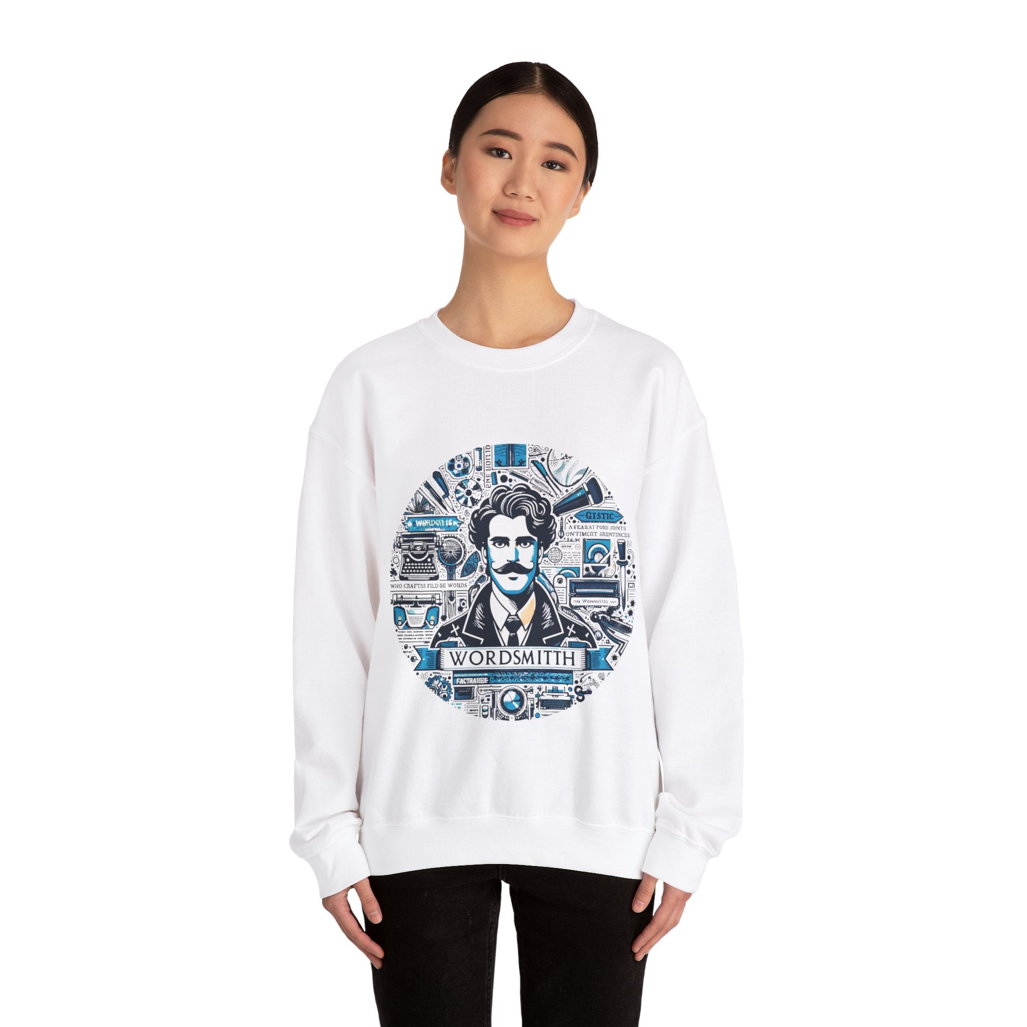 Wordsmith Background Sweatshirt: Embrace Literary Style with Cozy Comfort