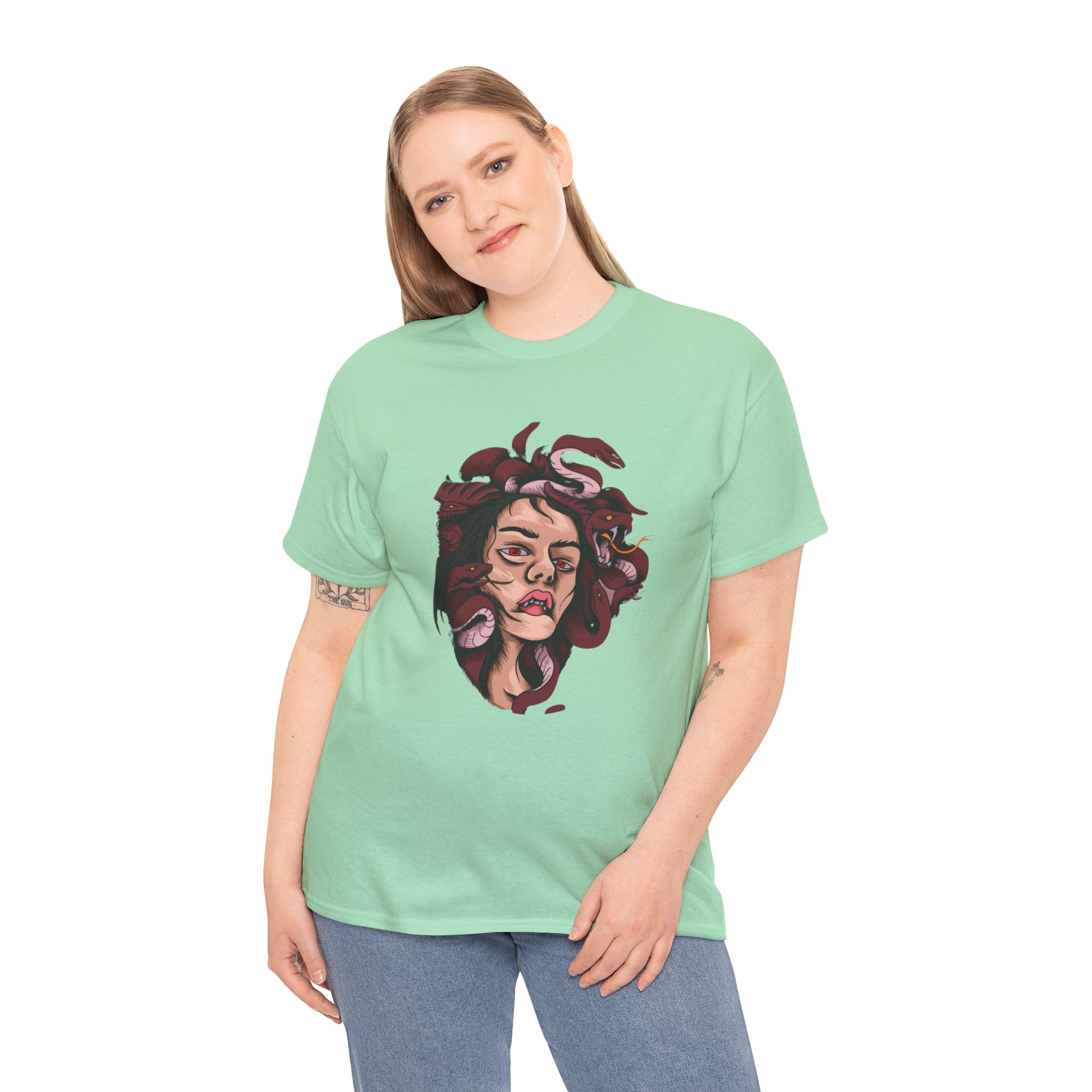 Mesmerizing Medusa Artwork Head T-Shirt - Mythical Serpent Goddess Tee with Intricate Design - Unique Wearable Art for Men and Women