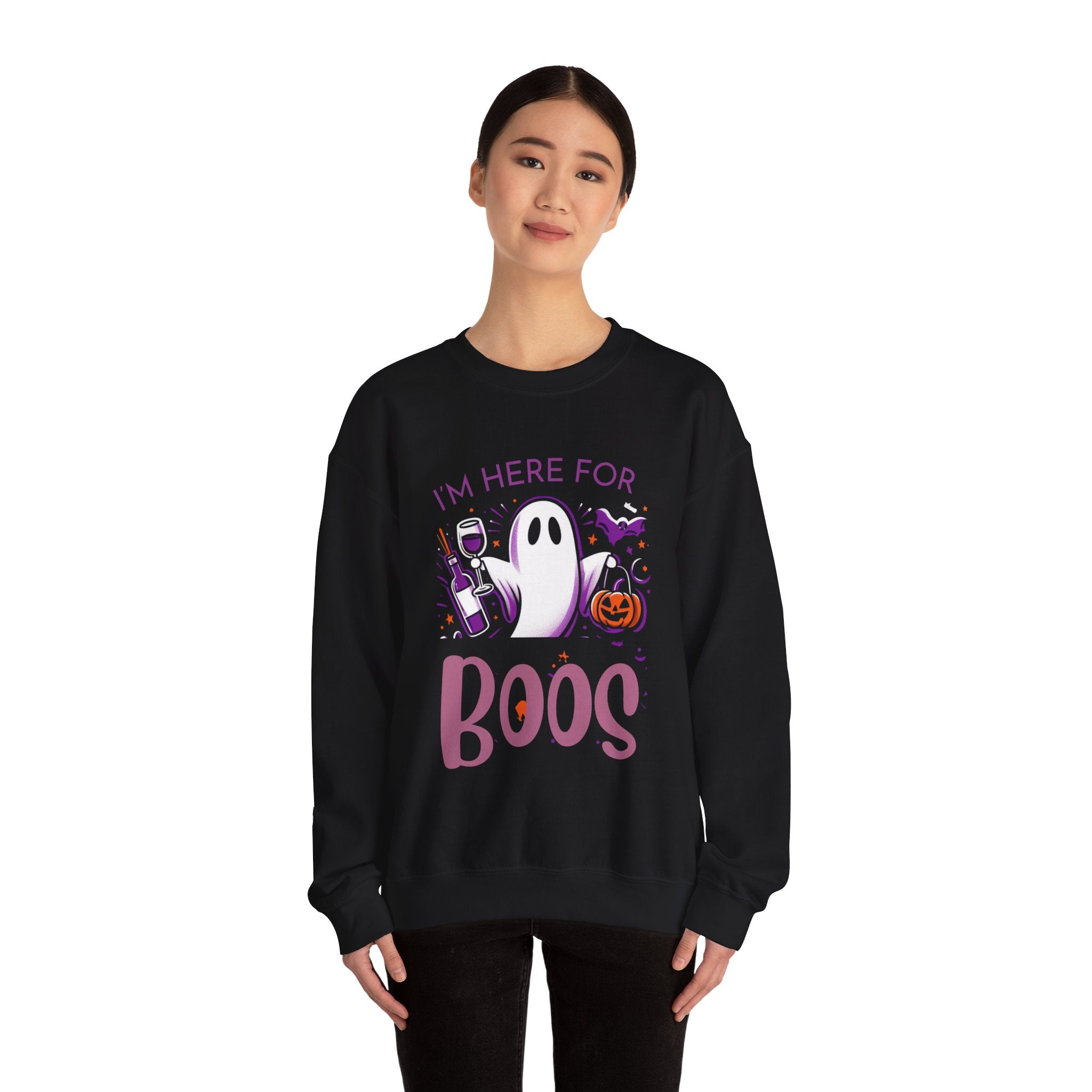 I'm Here for the Boos" Halloween Sweatshirt - Funny Ghost Party Costume