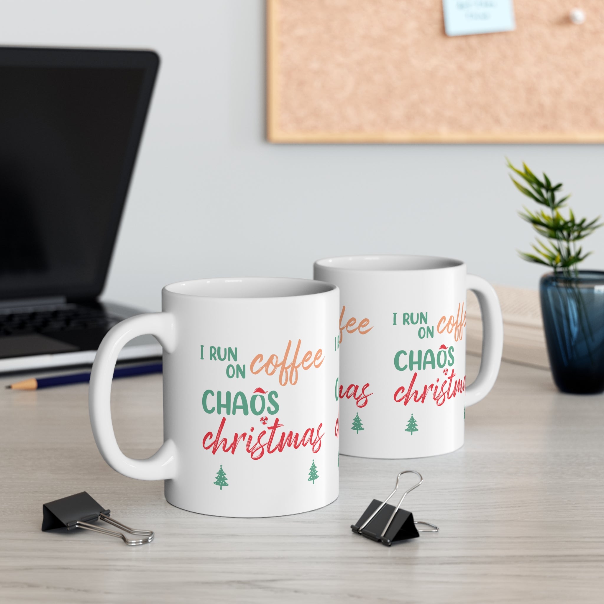 I Run on Coffee & Chaos' Christmas Mug - Holiday Cheer Edition