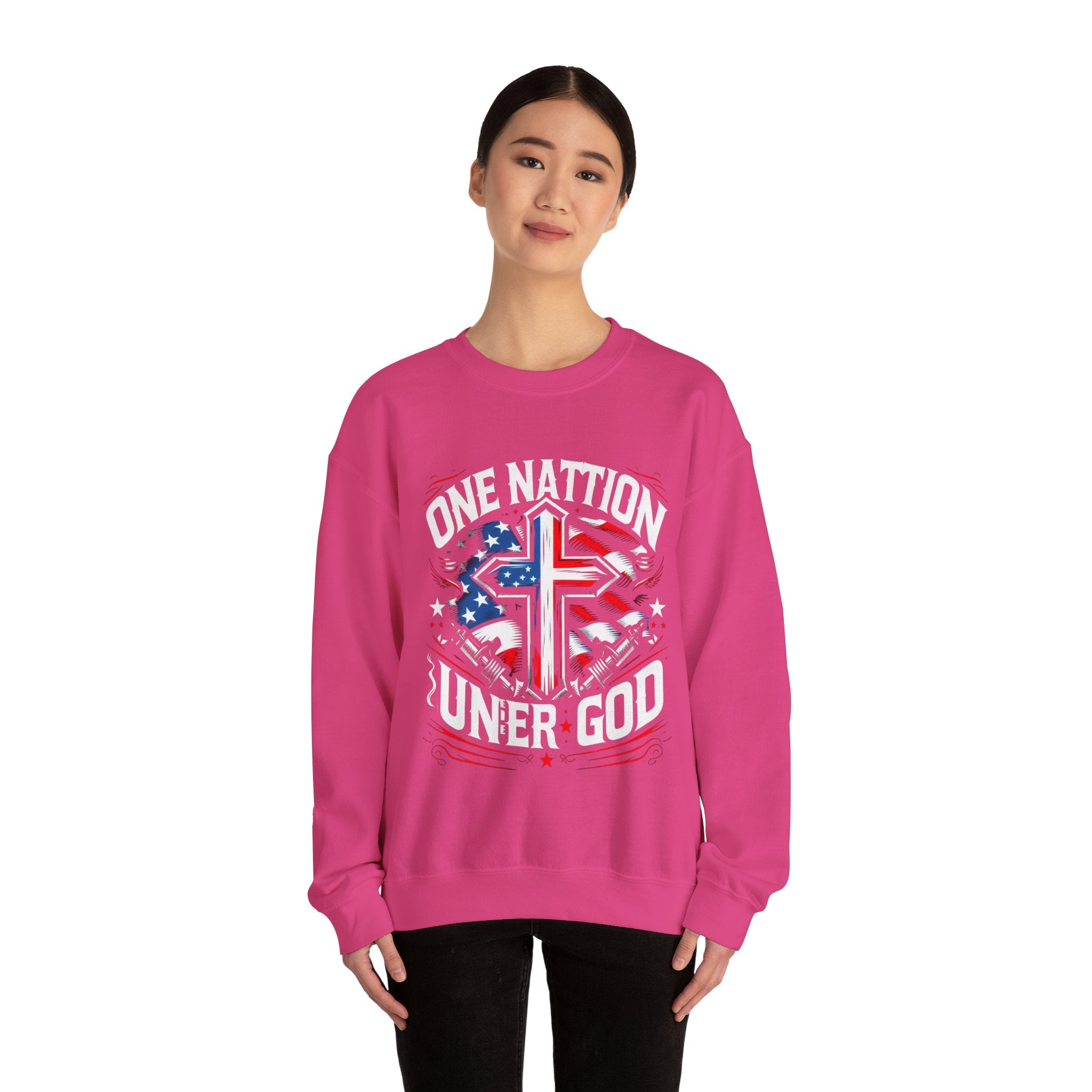 One Nation Under God Sweatshirt - Patriotic American Flag Design