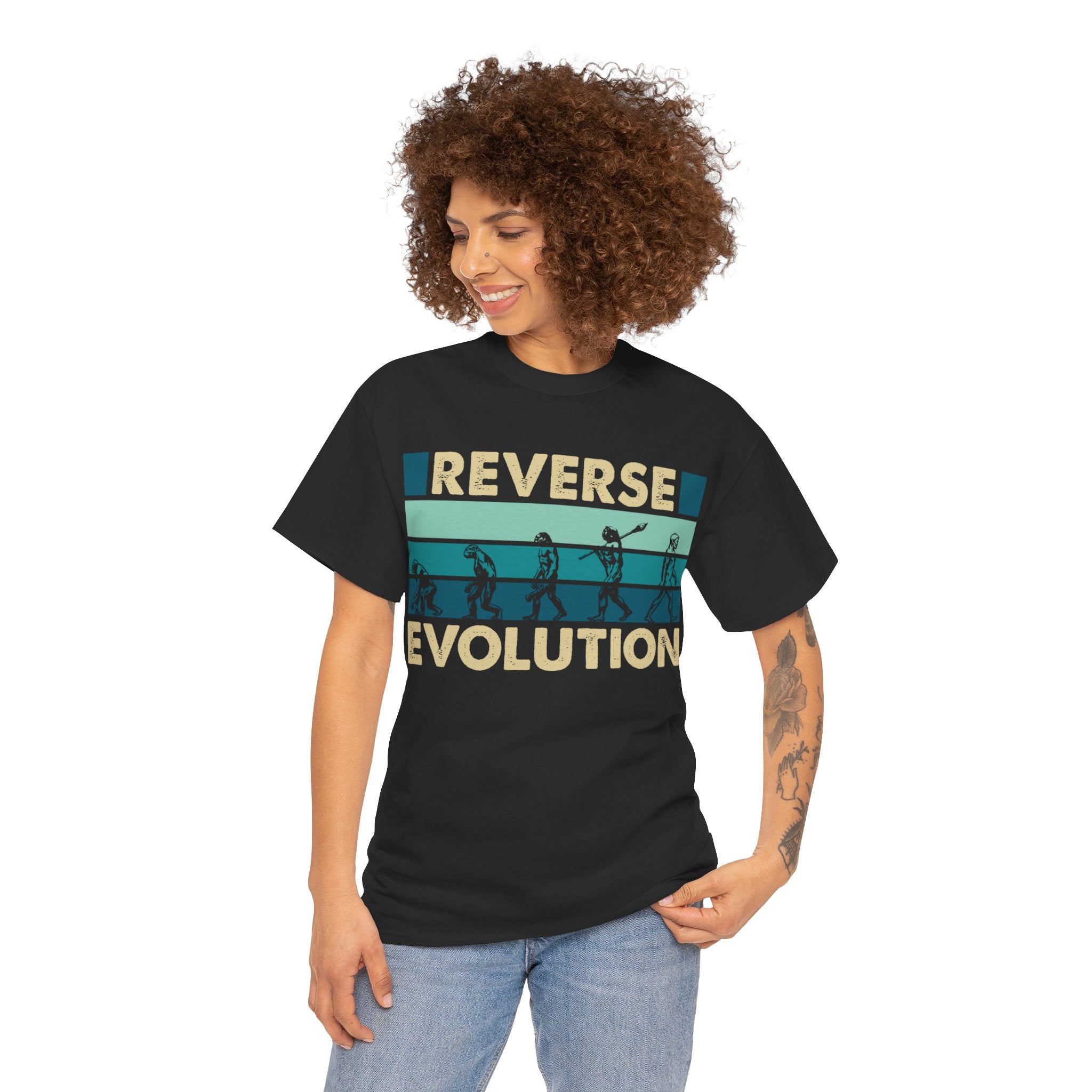 Vintage Retro Evolution Reverse Unisex T-Shirt - Unique Graphic Tee for Science Lovers