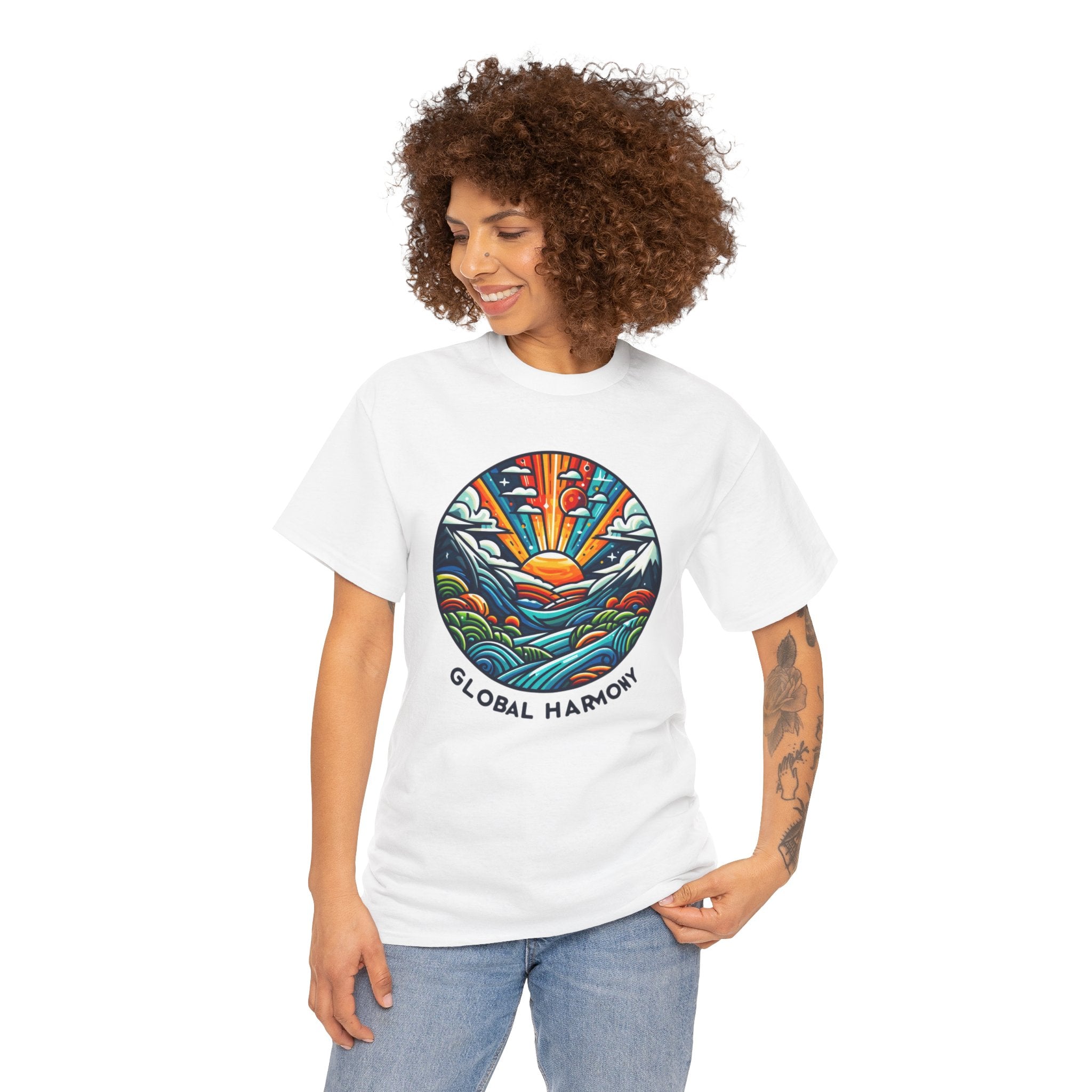 World Harmony T-Shirt: Spread Peace & Unity with Global-Inspired Design"