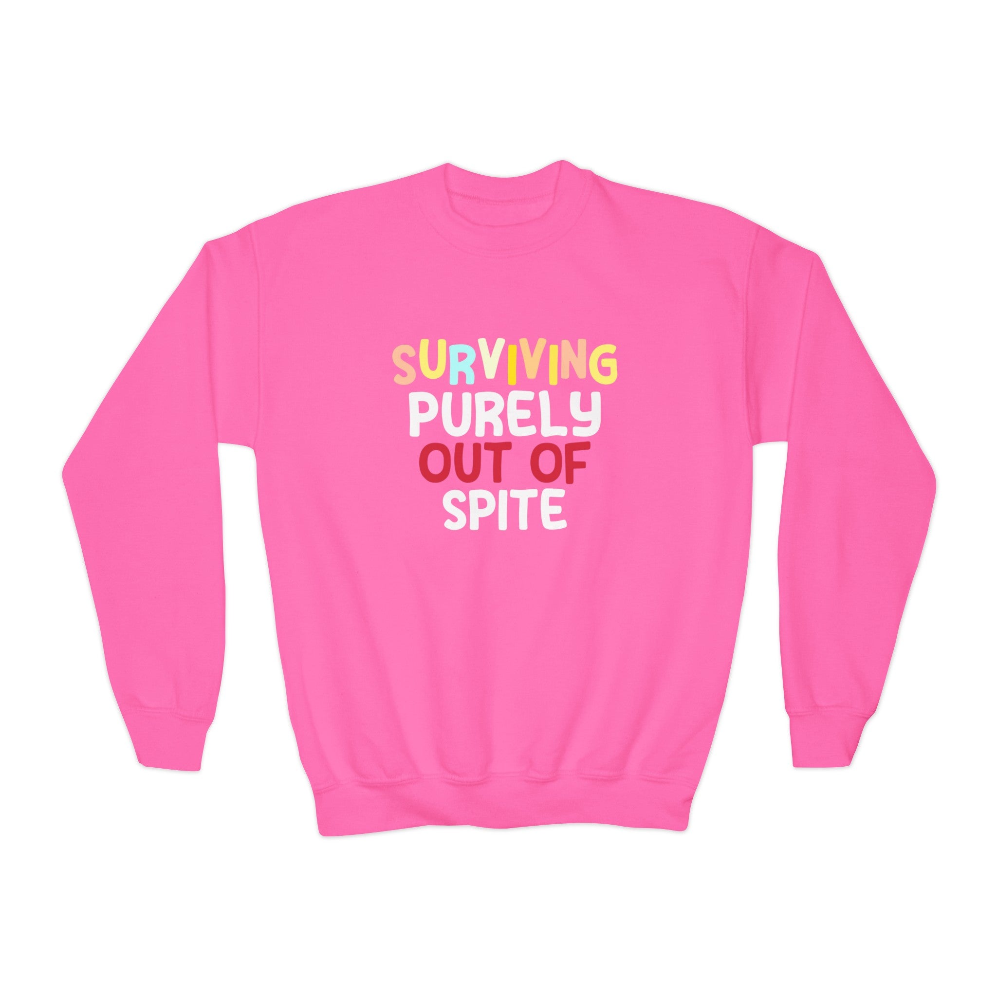 Surviving Out Of Spite Resilient Kids Sweatshirt: Defiantly Thriving Against All Odds