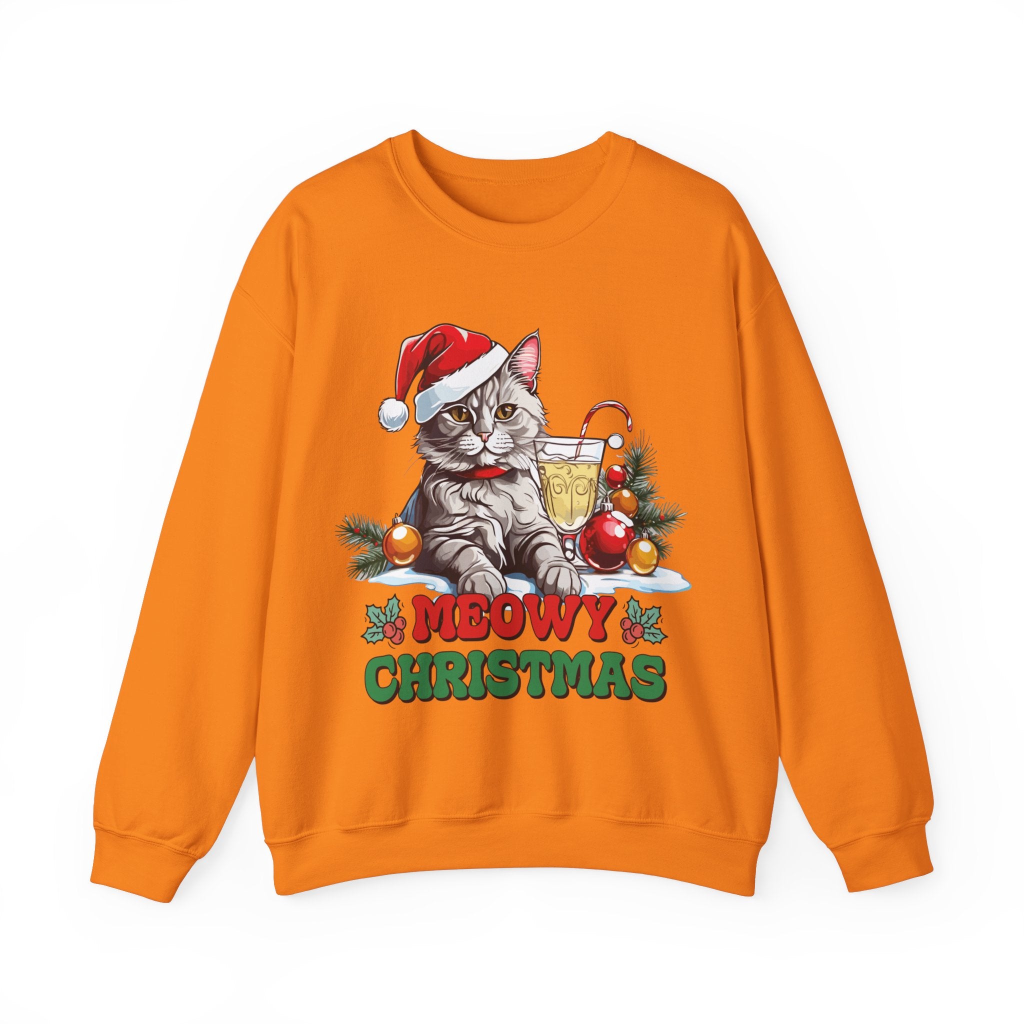 Meowy Christmas Sweatshirt: Festive Feline Holiday Apparel