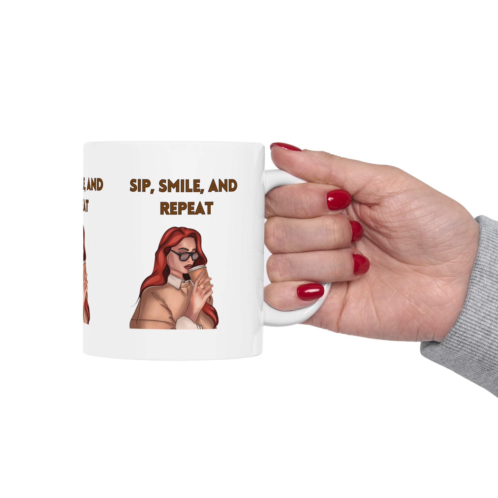 Sip, Smile, and Repeat Ceramic Mug - A Stylish Companion for Your Daily Brew