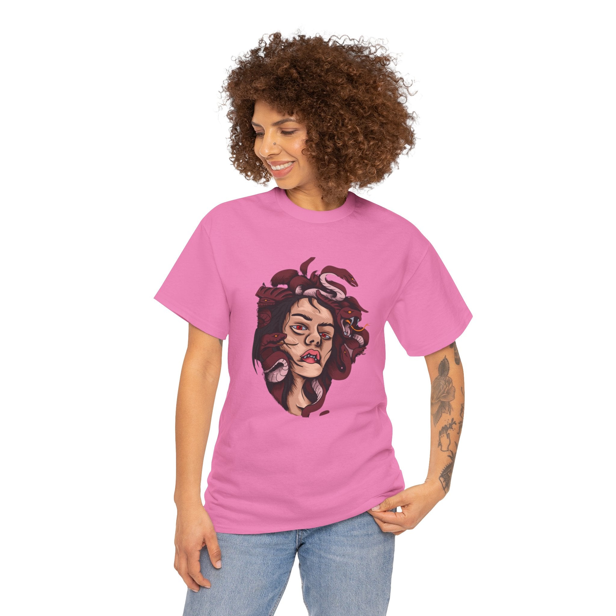 Mesmerizing Medusa Artwork Head T-Shirt - Mythical Serpent Goddess Tee with Intricate Design - Unique Wearable Art for Men and Women