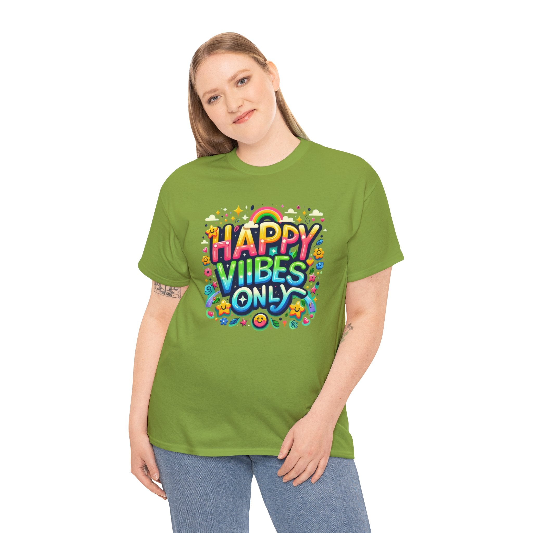 Radiate Positivity with our 'Happy Vibes' Graphic T-shirt