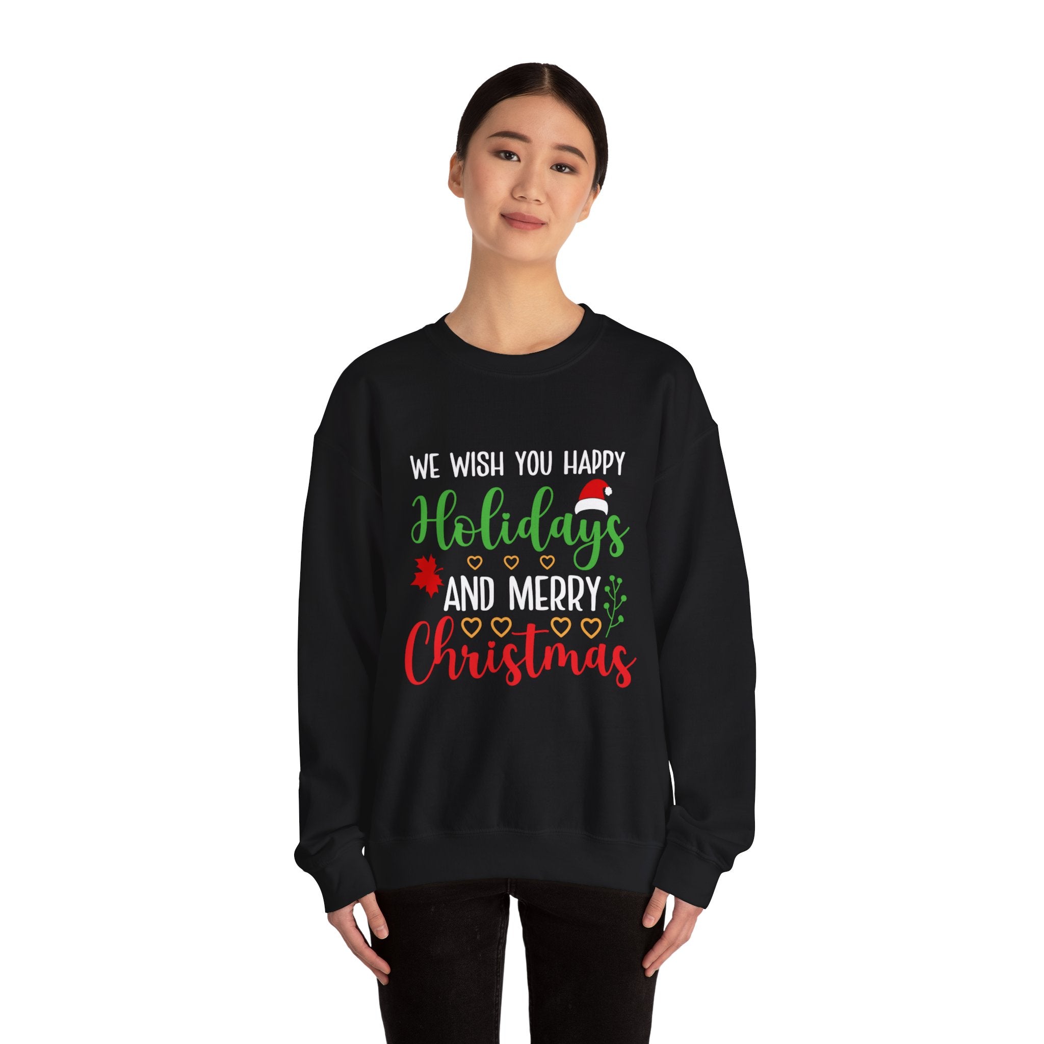 Happy Holidays & Merry Christmas Sweatshirt | Cozy Festive Cheers