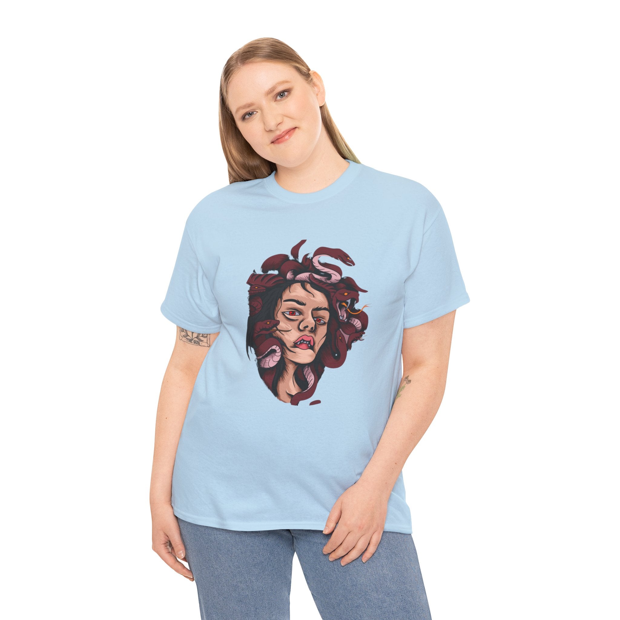 Mesmerizing Medusa Artwork Head T-Shirt - Mythical Serpent Goddess Tee with Intricate Design - Unique Wearable Art for Men and Women