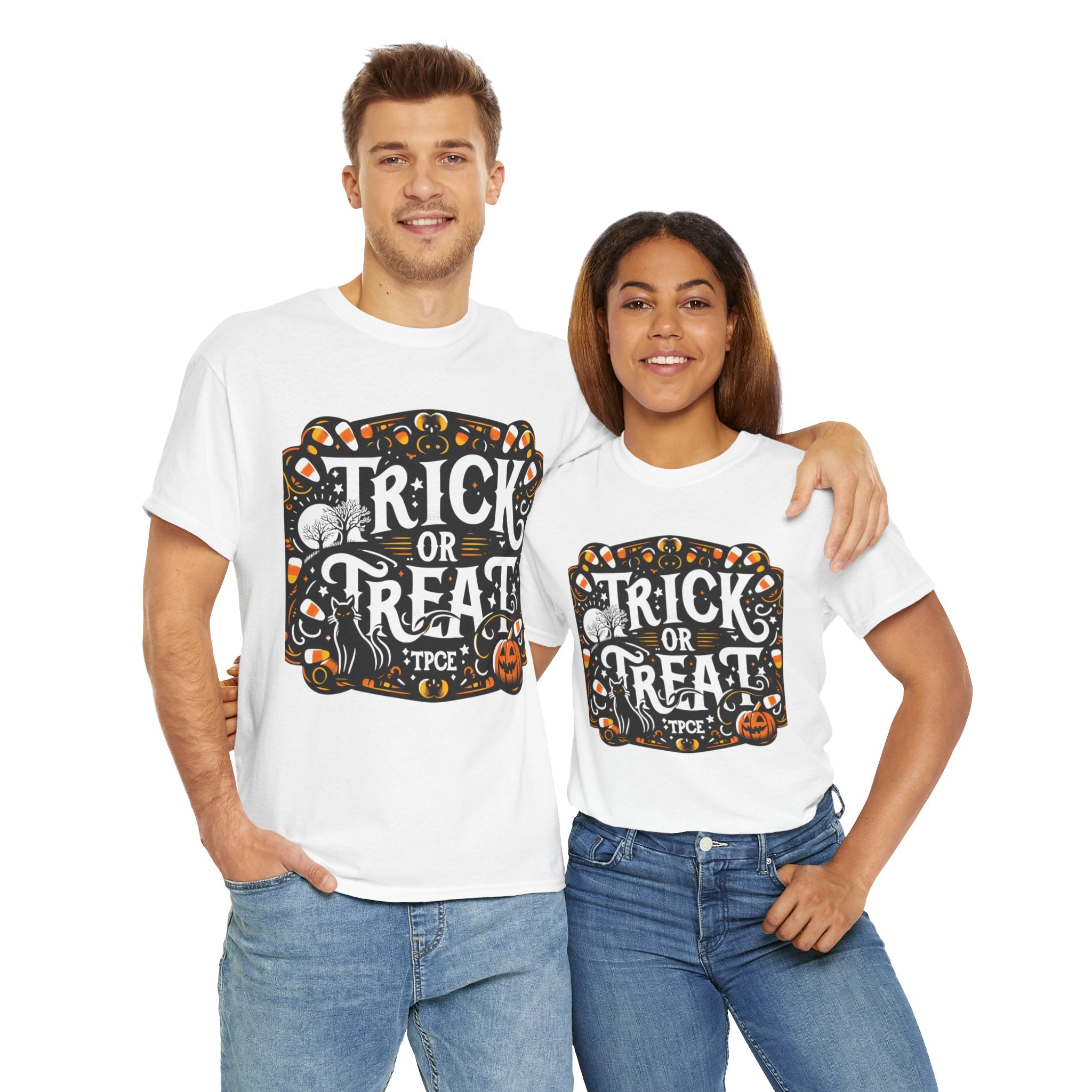 Spooky Surprise: Trick or Treat Halloween T-Shirt for Kids - Cute Ghost Design