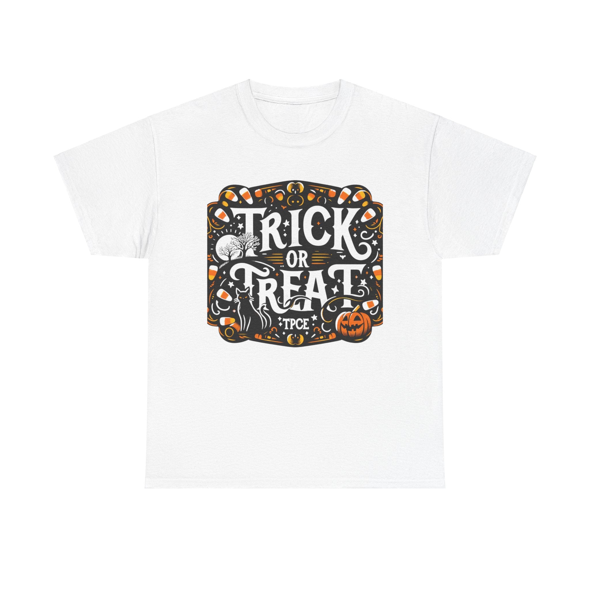 Spooky Surprise: Trick or Treat Halloween T-Shirt for Kids - Cute Ghost Design