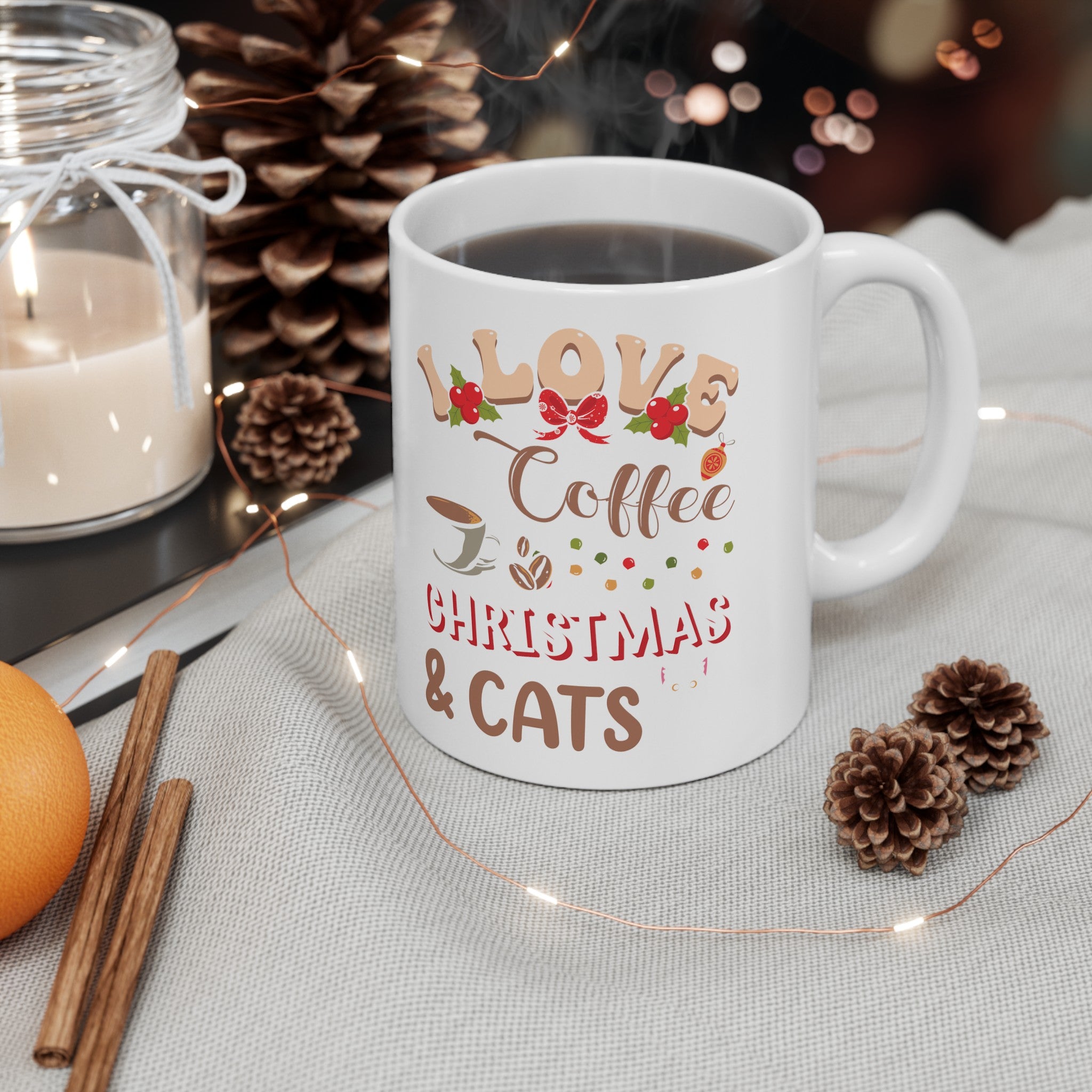 Meowy Christmas Coffee Lover's Mug: Festive Feline Holiday Cup