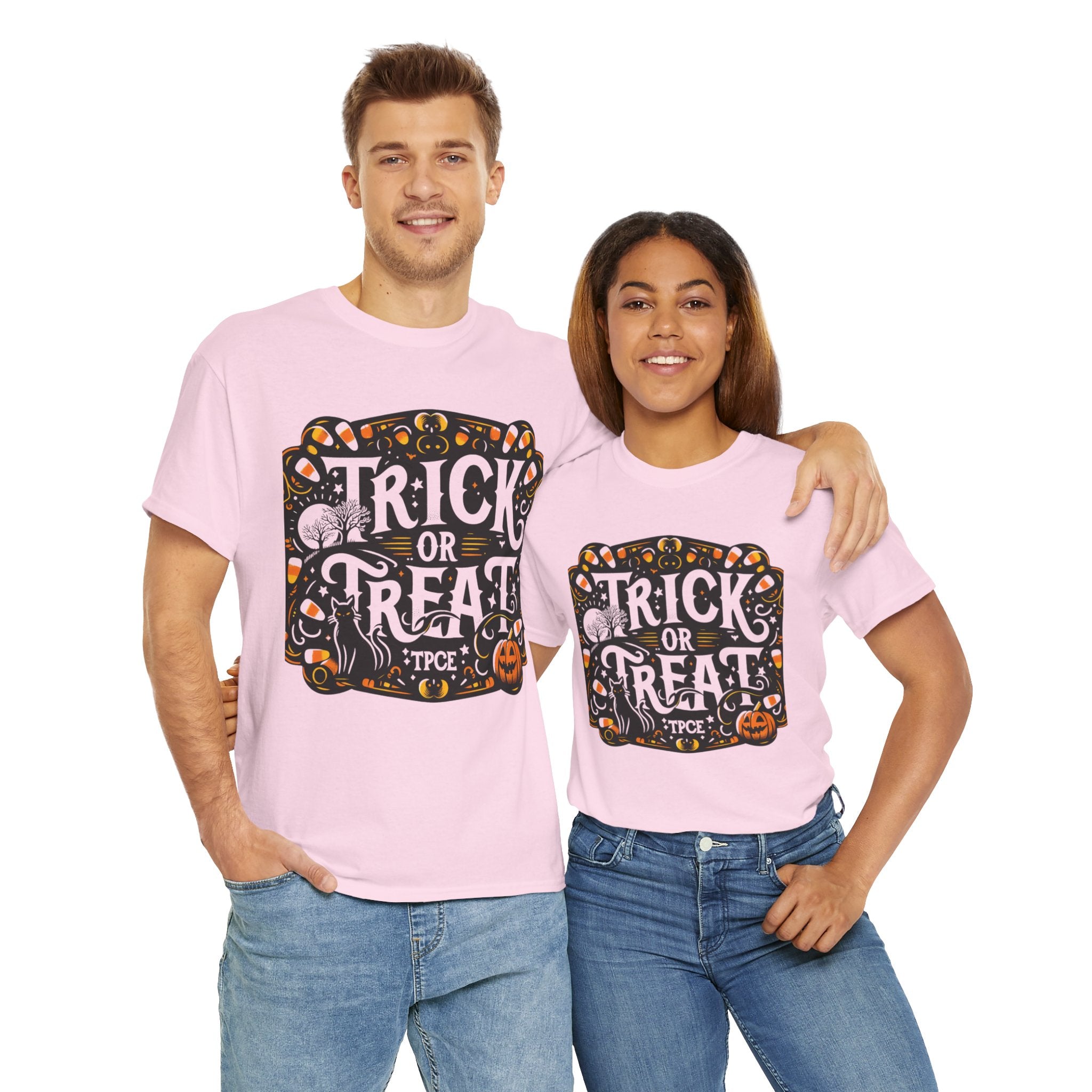 Spooky Surprise: Trick or Treat Halloween T-Shirt for Kids - Cute Ghost Design