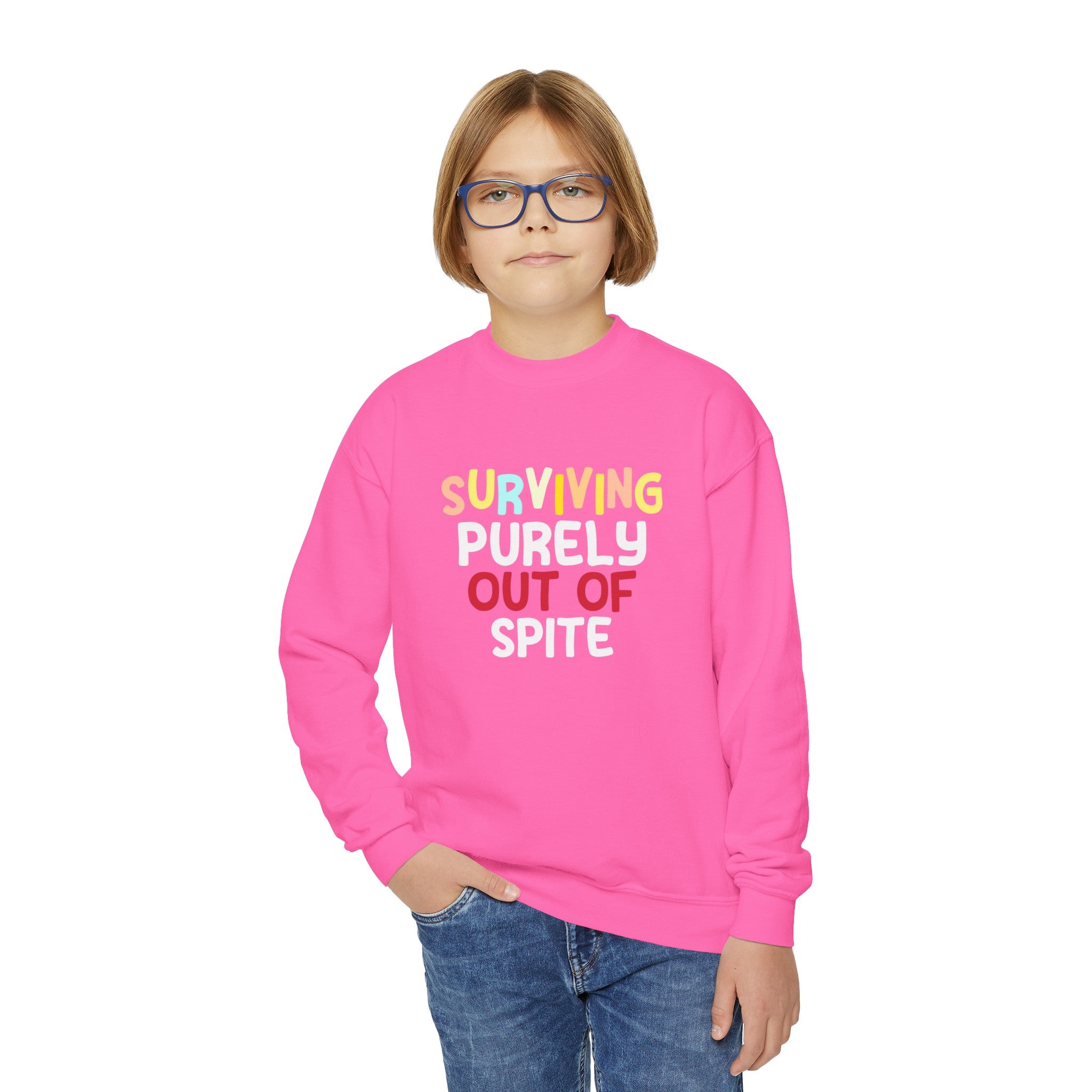 Surviving Out Of Spite Resilient Kids Sweatshirt: Defiantly Thriving Against All Odds