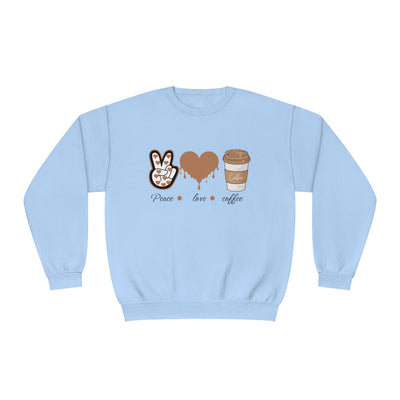 Peace, Love, & Coffee Valentine's Day Sweatshirt - Cozy Crewneck for Coffee Lovers