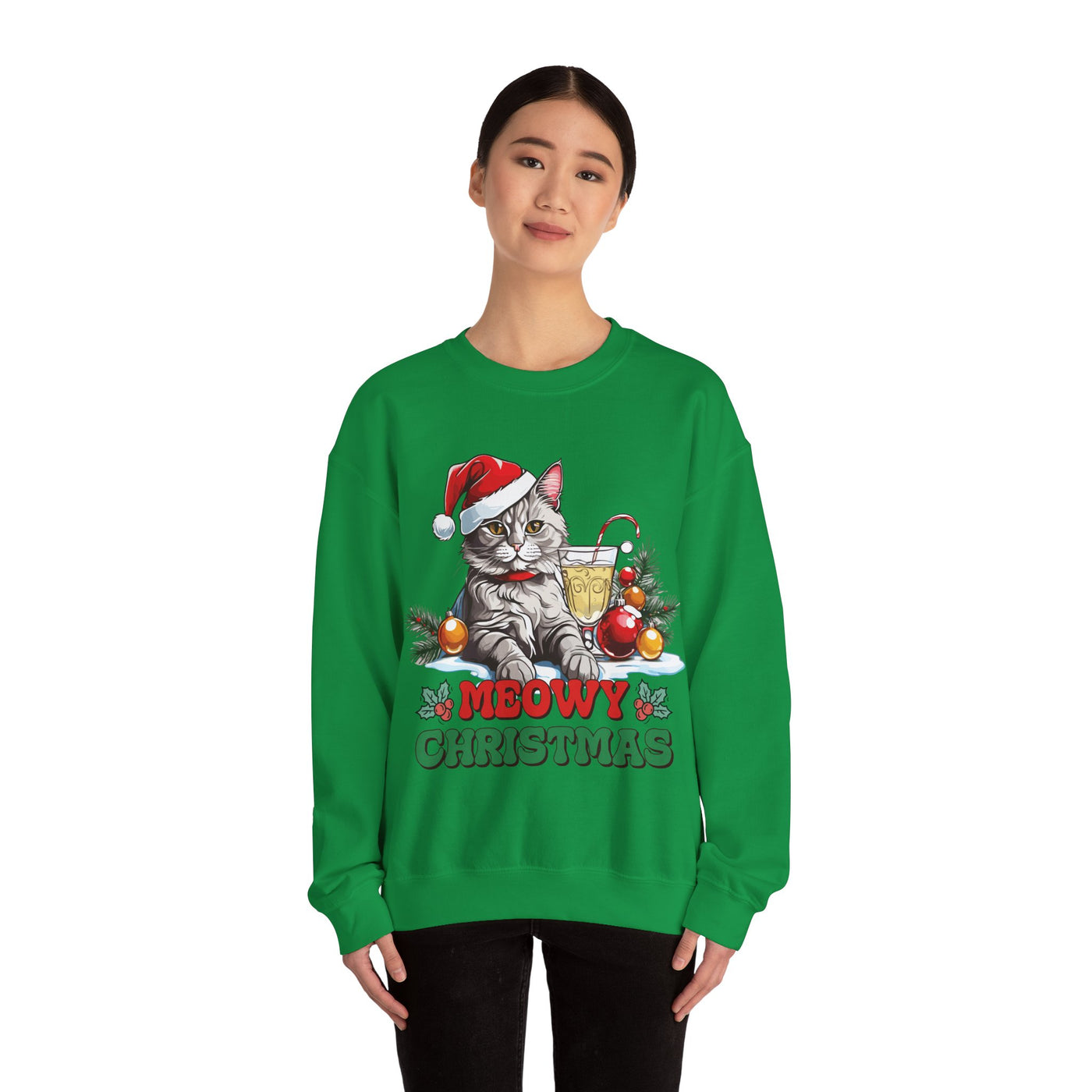 Meowy Christmas Sweatshirt: Festive Feline Holiday Apparel