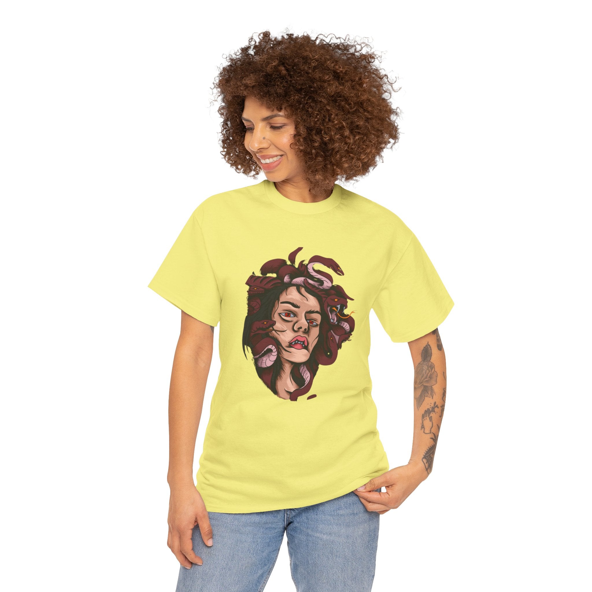 Mesmerizing Medusa Artwork Head T-Shirt - Mythical Serpent Goddess Tee with Intricate Design - Unique Wearable Art for Men and Women