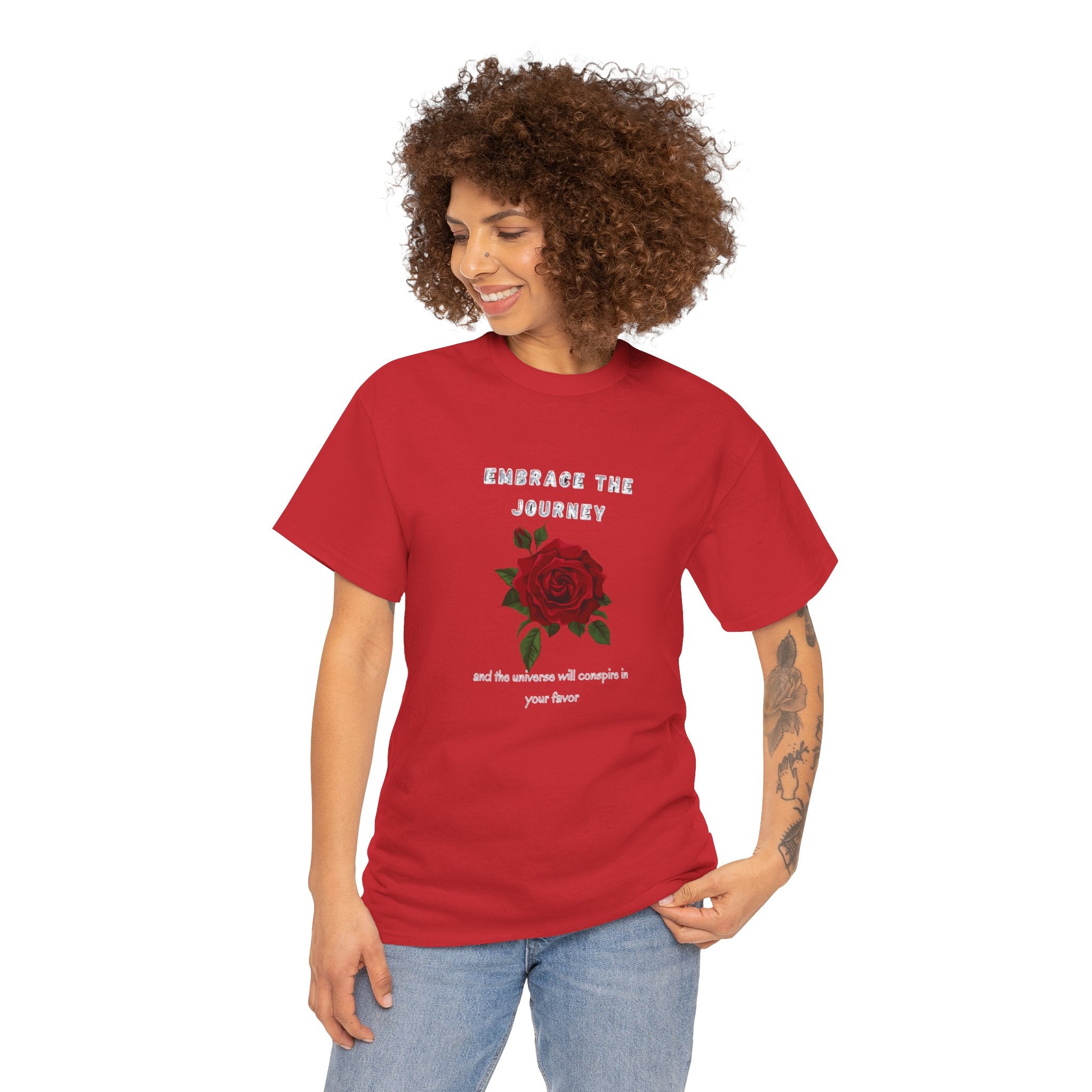 Embrace the Journey: Let the Universe Conspire in Your Favor T-Shirt, Positive Vibes Only, Manifest Your Dreams, Life Quotes Tee