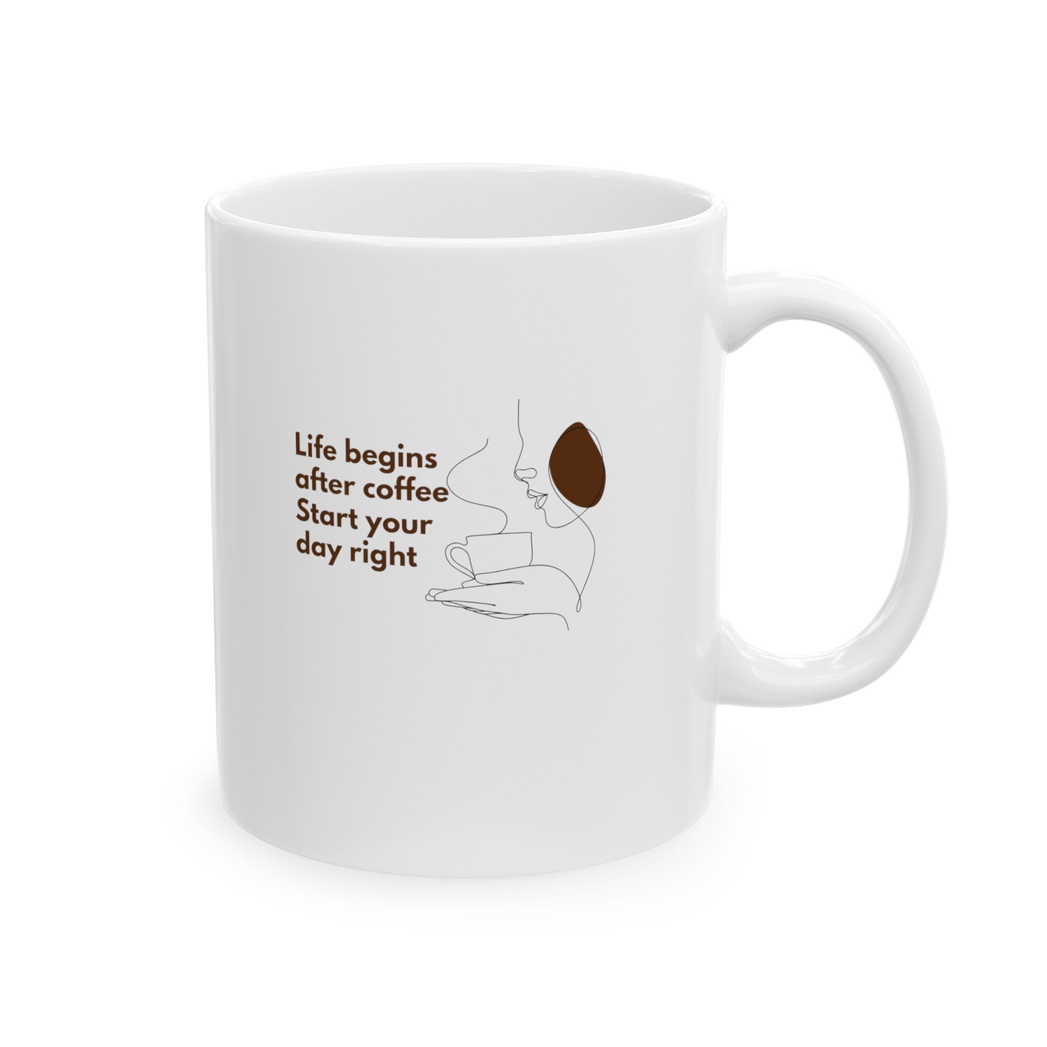 Life Begins After Coffee, Start Your Day Right Mug - Inspirational Ceramic Coffee Cup for Coffee Lovers and Morning Enthusiasts