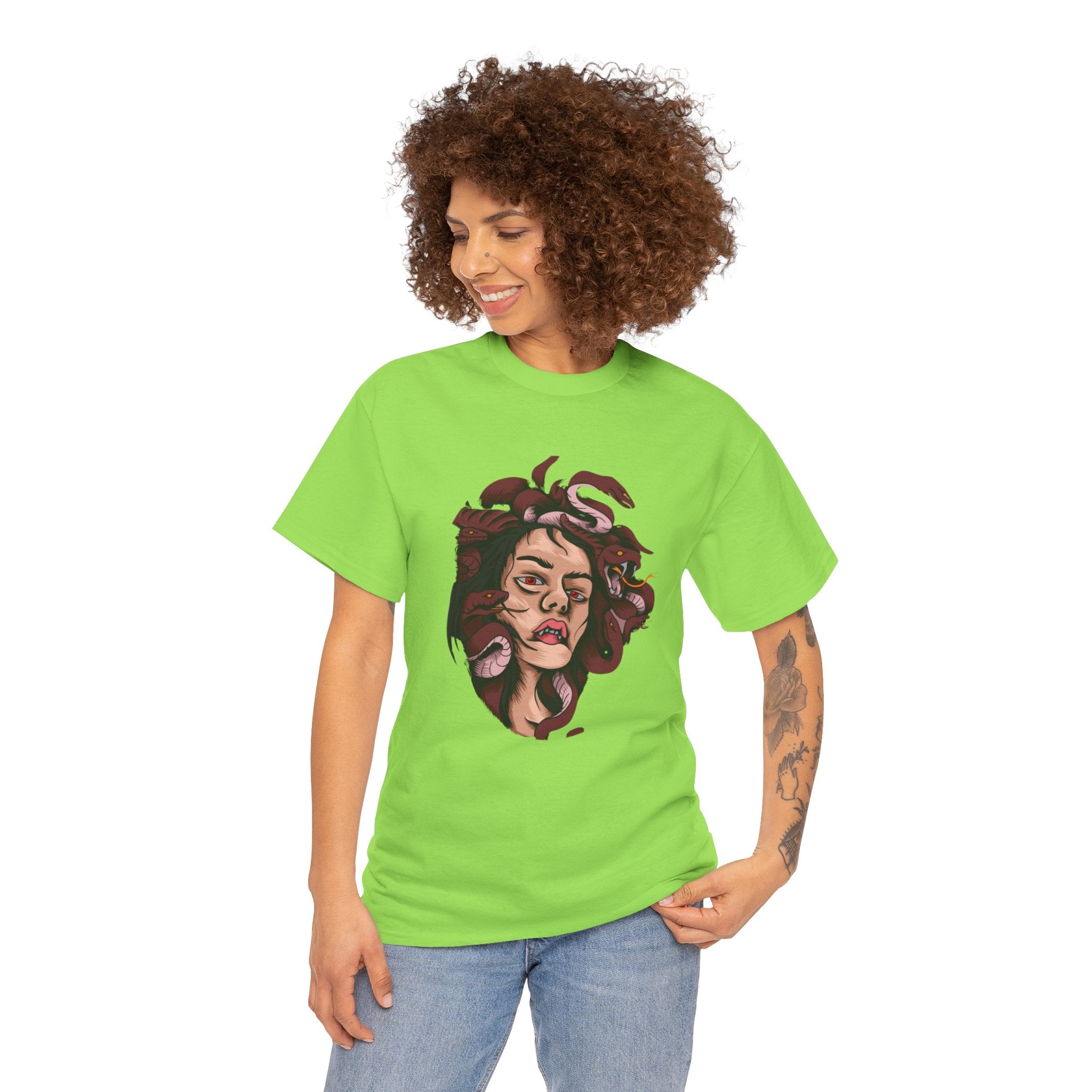 Mesmerizing Medusa Artwork Head T-Shirt - Mythical Serpent Goddess Tee with Intricate Design - Unique Wearable Art for Men and Women