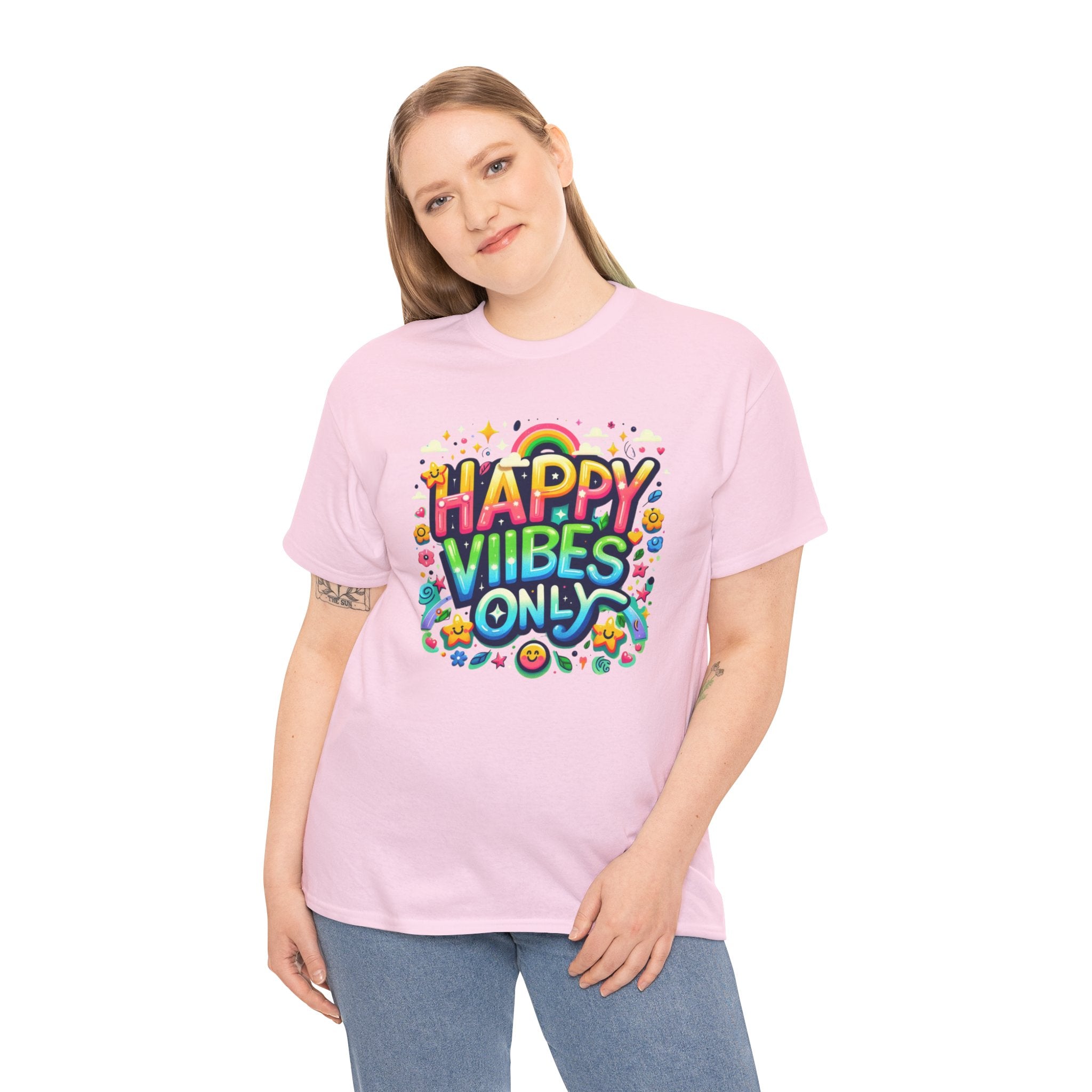 Radiate Positivity with our 'Happy Vibes' Graphic T-shirt