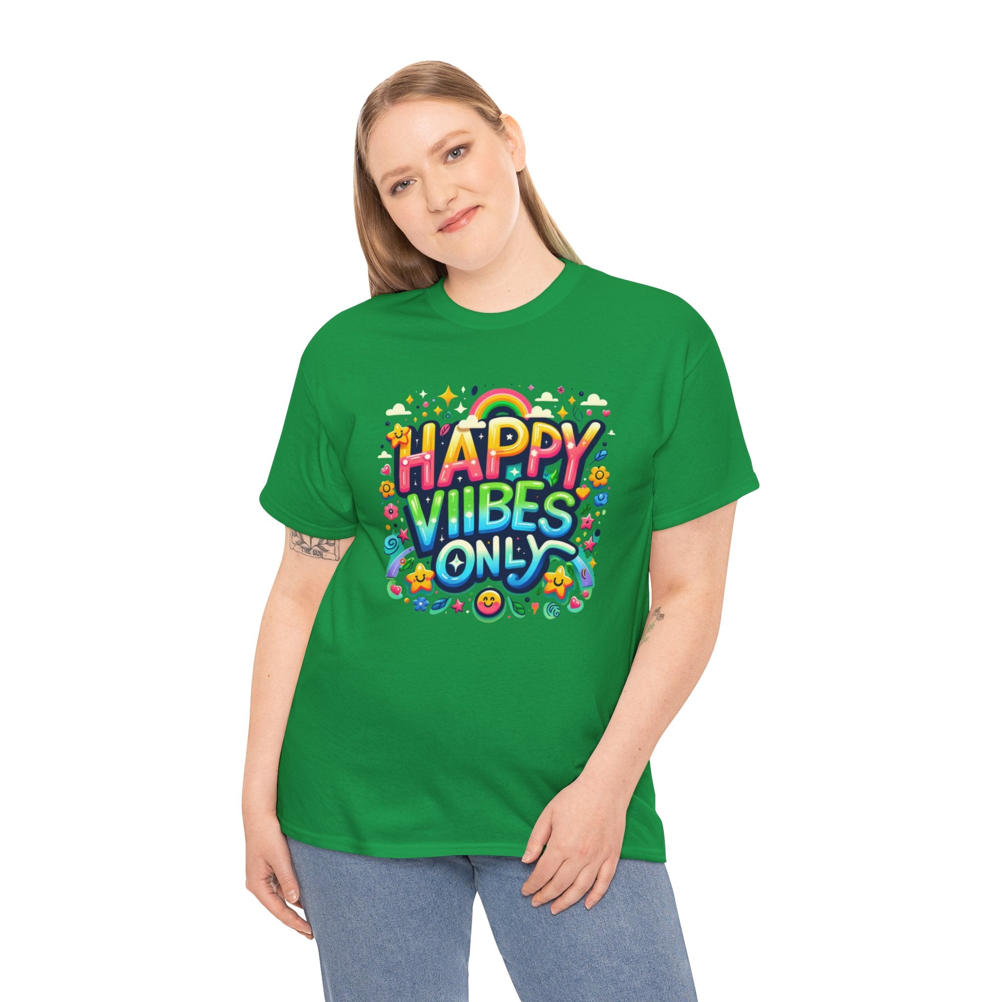 Radiate Positivity with our 'Happy Vibes' Graphic T-shirt