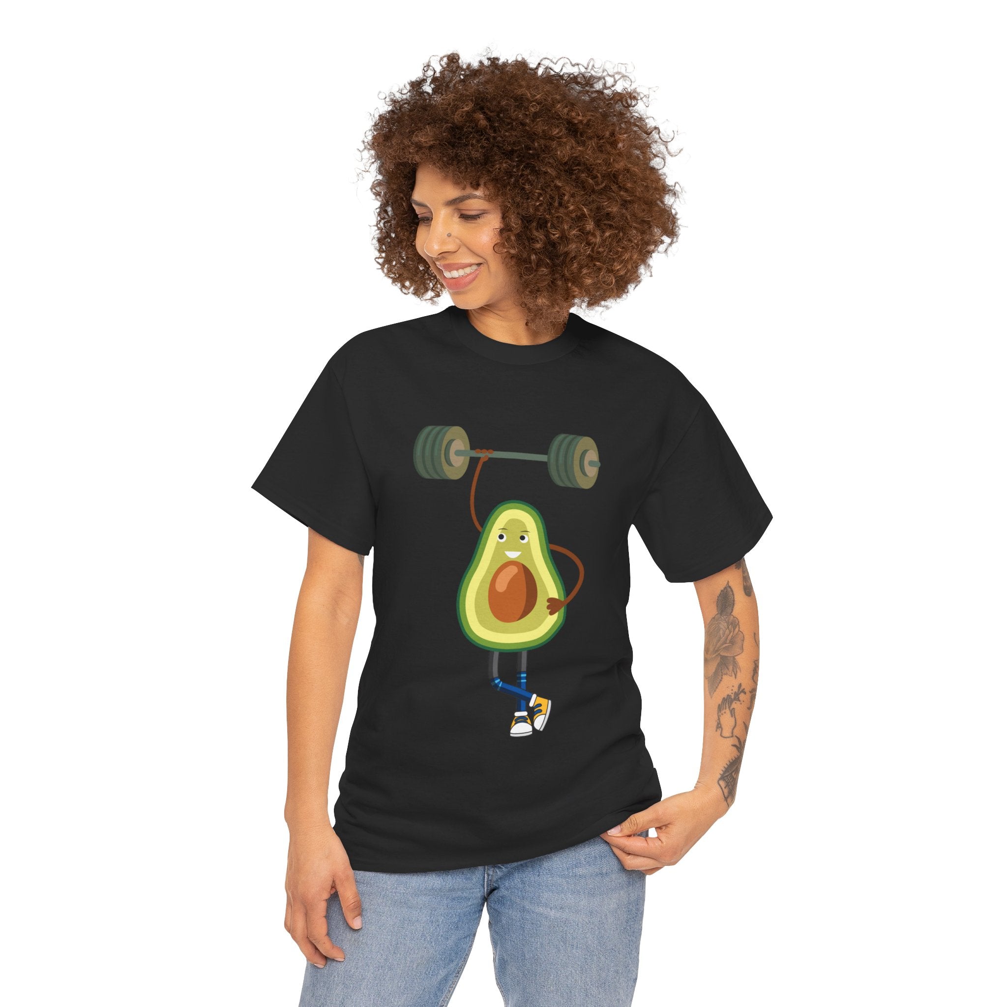 Funny Avocado Workout Tee - Cute Avocado Lifting Weights Shirt