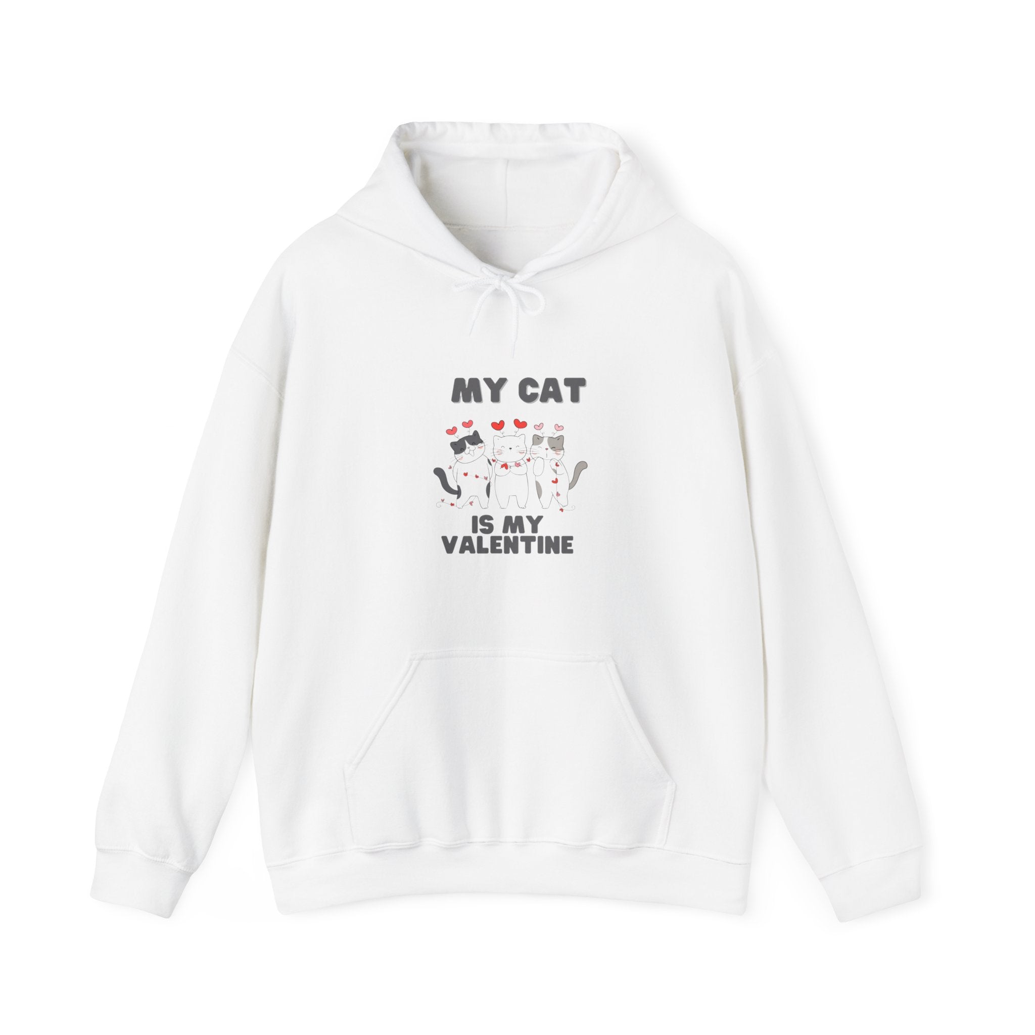 My Cat is My Valentine" Hoodie - Cozy Pet Love Apparel for Feline Enthusiasts