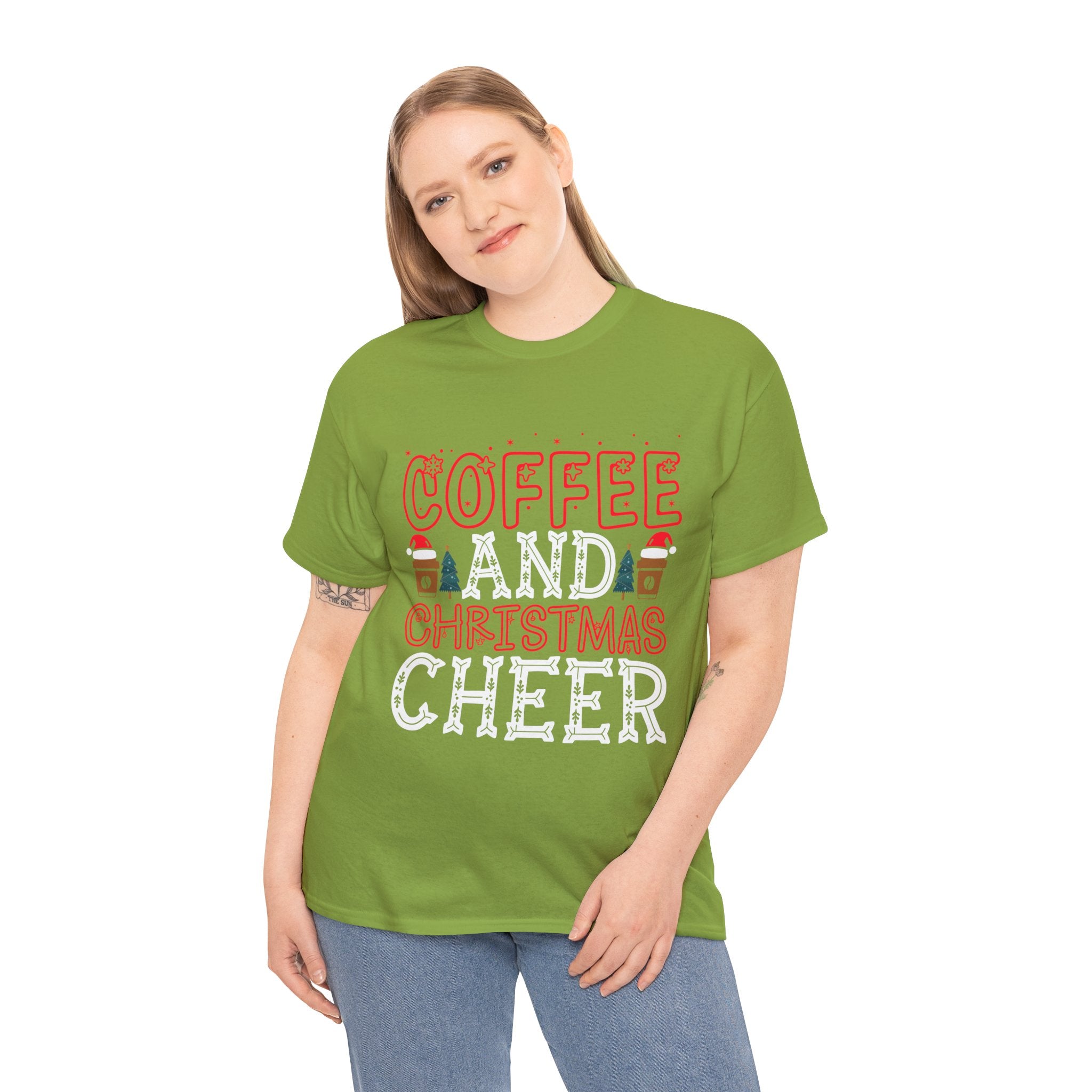 Coffee and Christmas Cheer Tee: Festive Holiday Shirt"