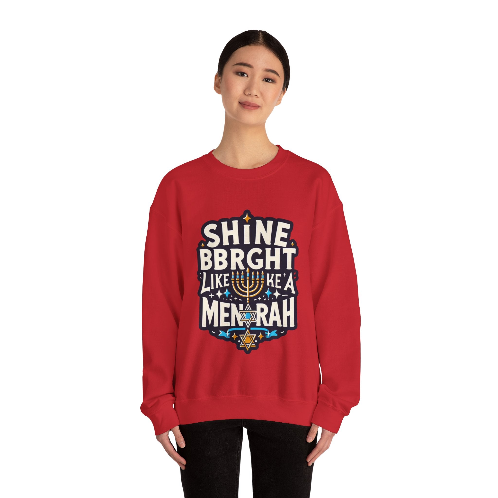 Shine Bright Like a Menorah Sweatshirt: Celebrate the Radiance of Hanukkah in Style