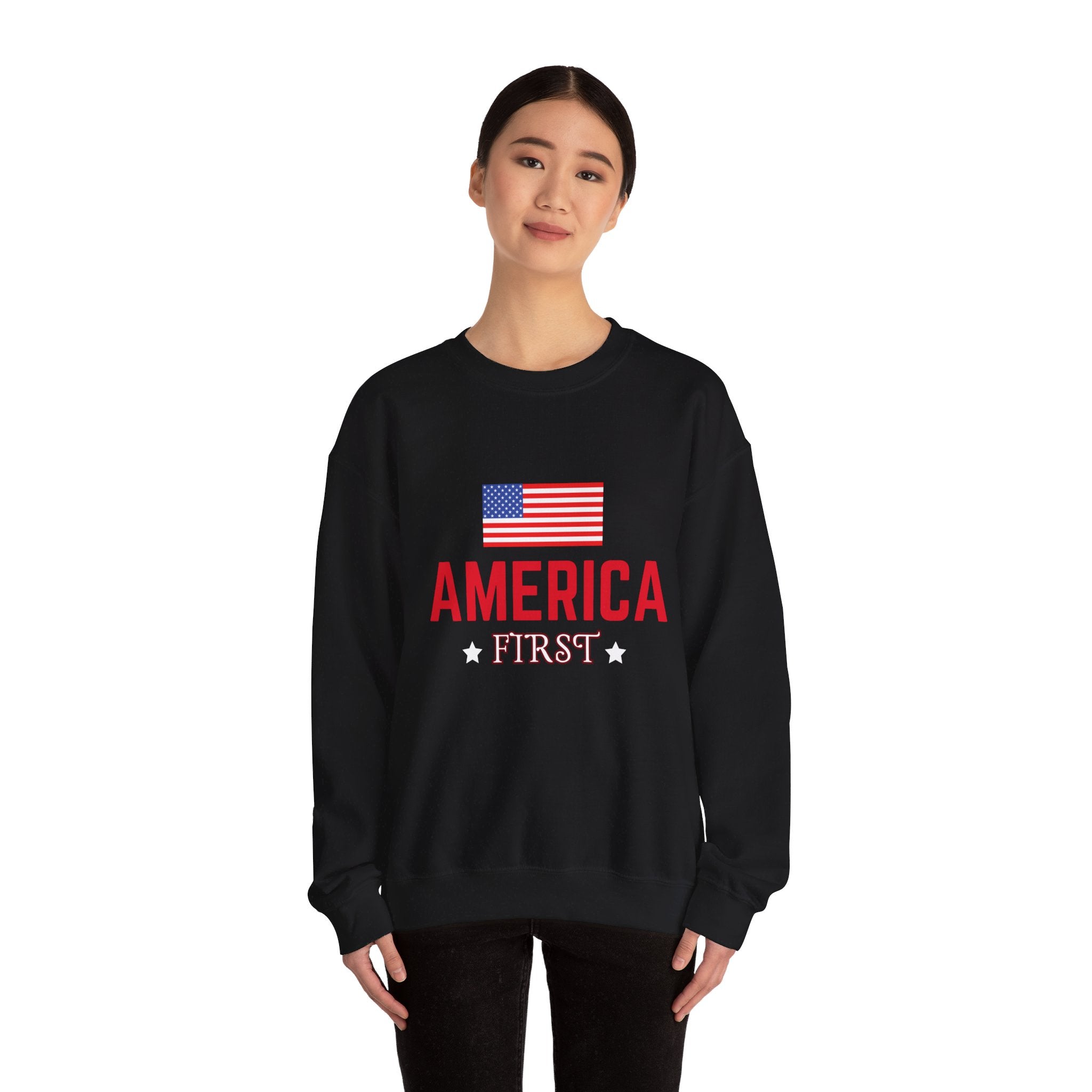 America First" Sweatshirt - Patriotic Apparel for Proud Americans