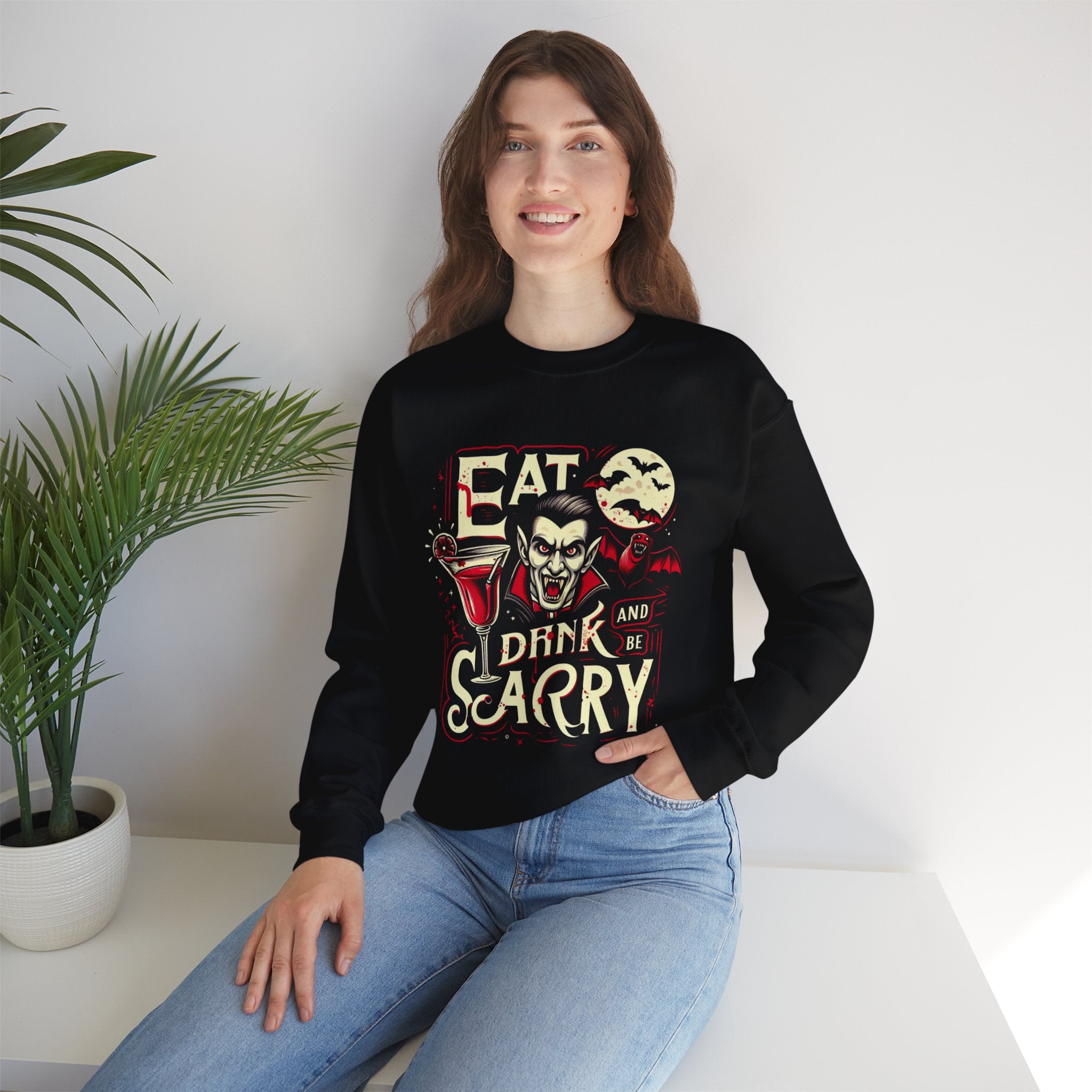 Eat, Drink, and Be Scary Halloween Sweatshirt - Spooky Fun for All Ages