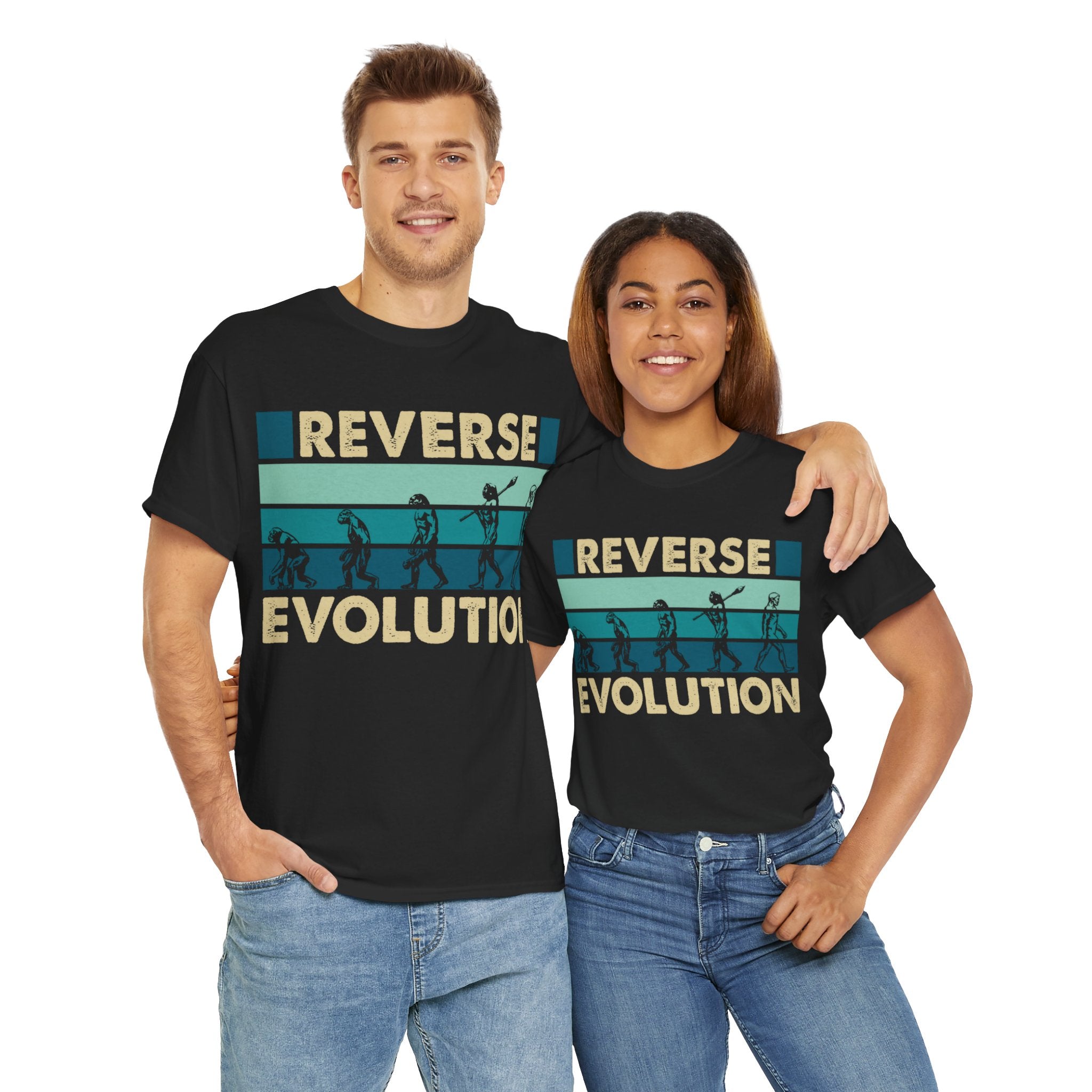 Vintage Retro Evolution Reverse Unisex T-Shirt - Unique Graphic Tee for Science Lovers