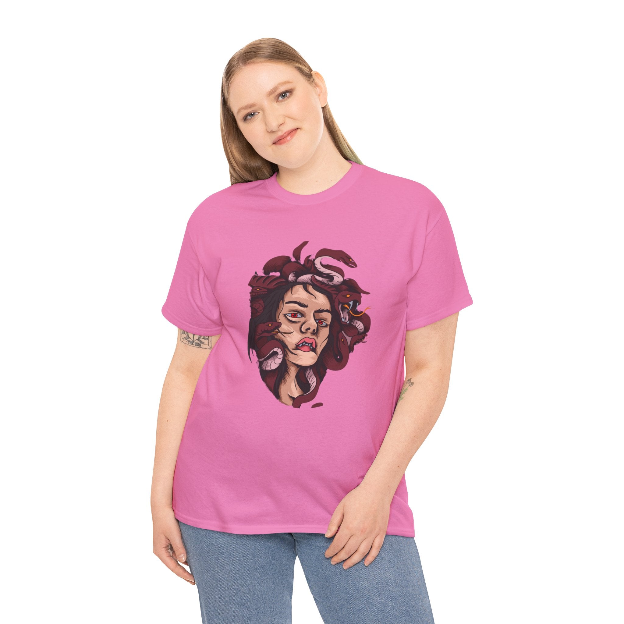 Mesmerizing Medusa Artwork Head T-Shirt - Mythical Serpent Goddess Tee with Intricate Design - Unique Wearable Art for Men and Women