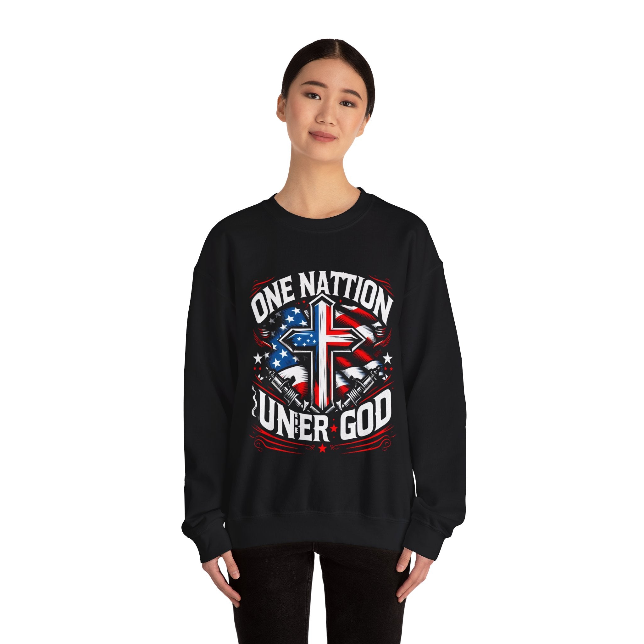 One Nation Under God Sweatshirt - Patriotic American Flag Design