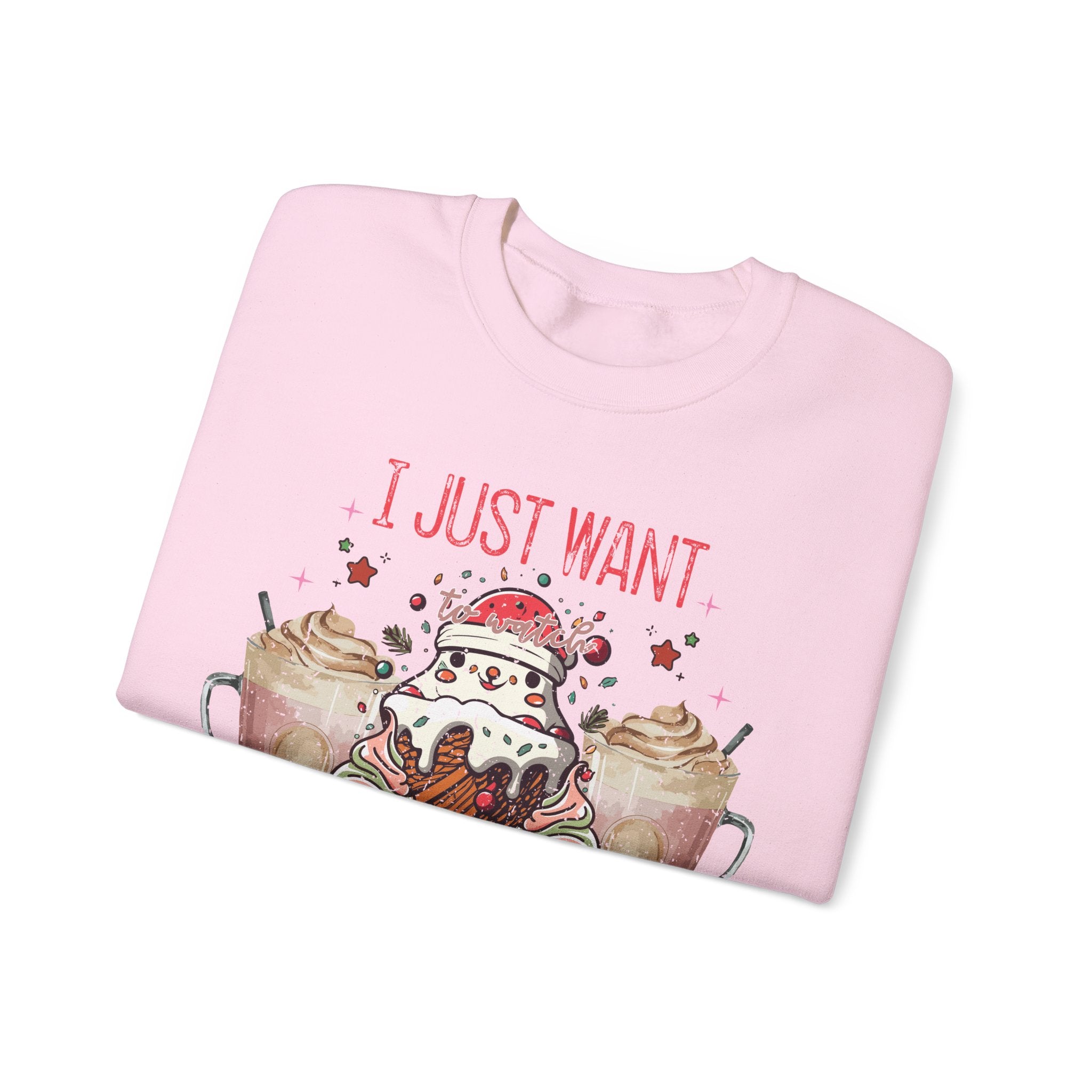 Cozy Christmas Movie Night Sweatshirt: Hot Cocoa & Festive Films