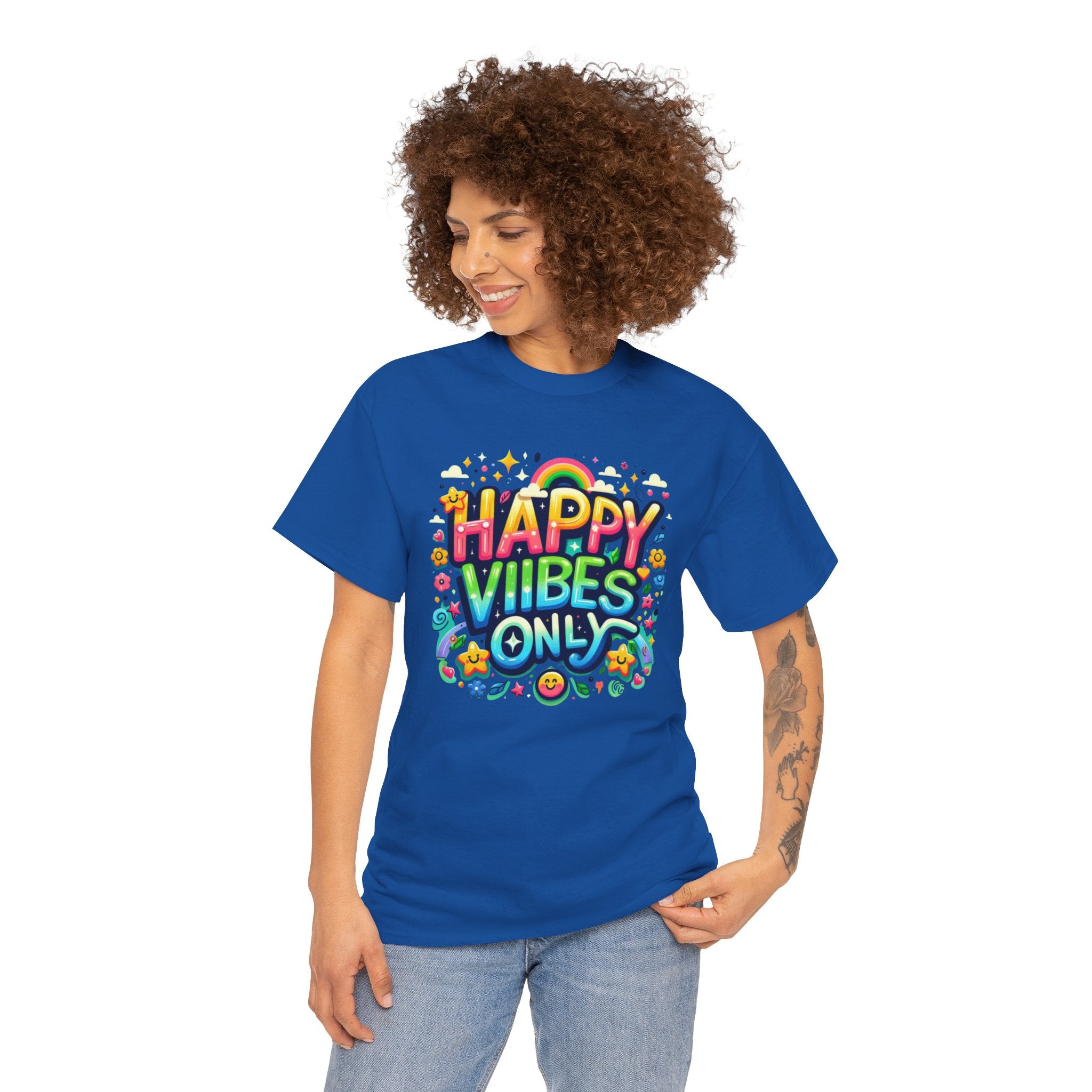 Radiate Positivity with our 'Happy Vibes' Graphic T-shirt