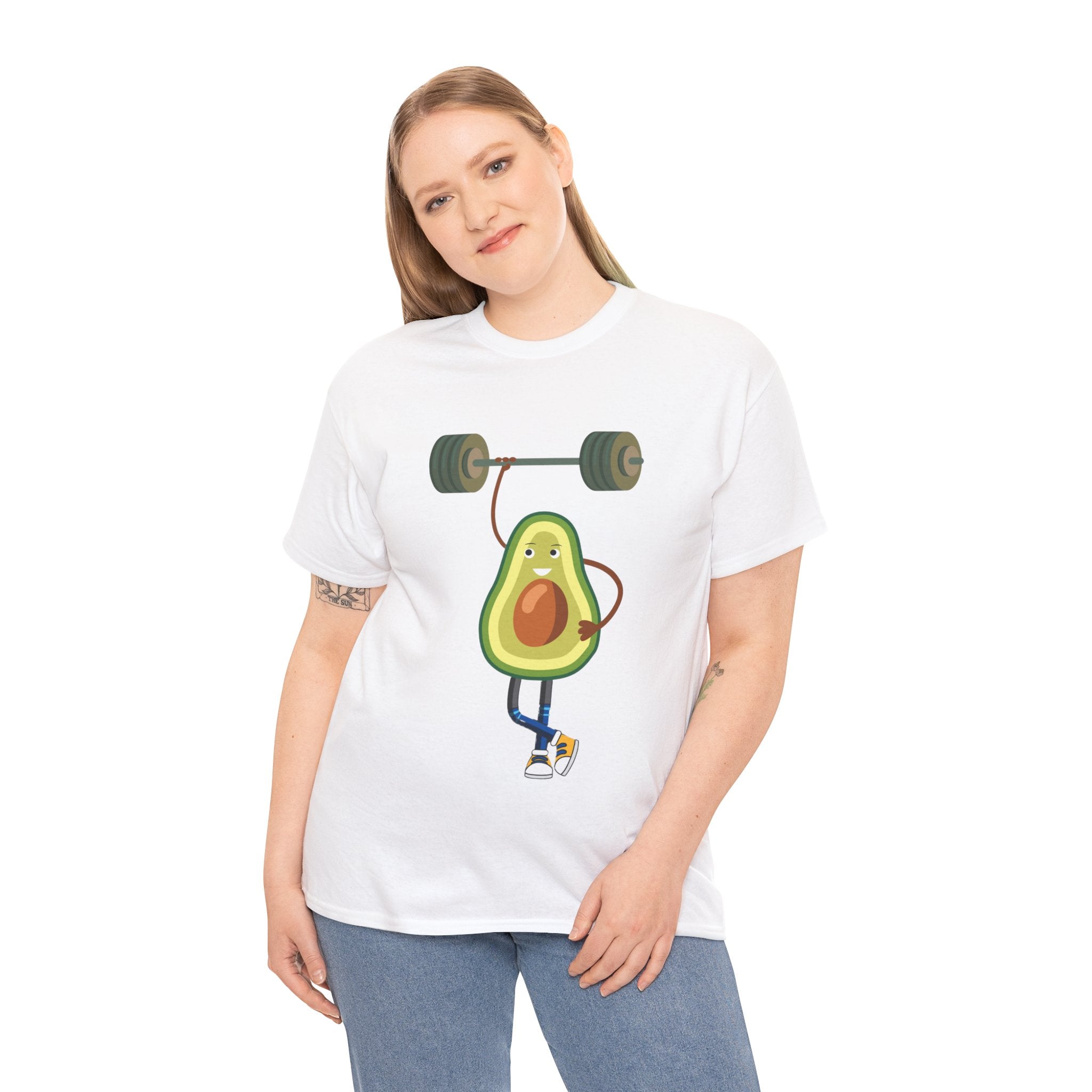 Funny Avocado Workout Tee - Cute Avocado Lifting Weights Shirt