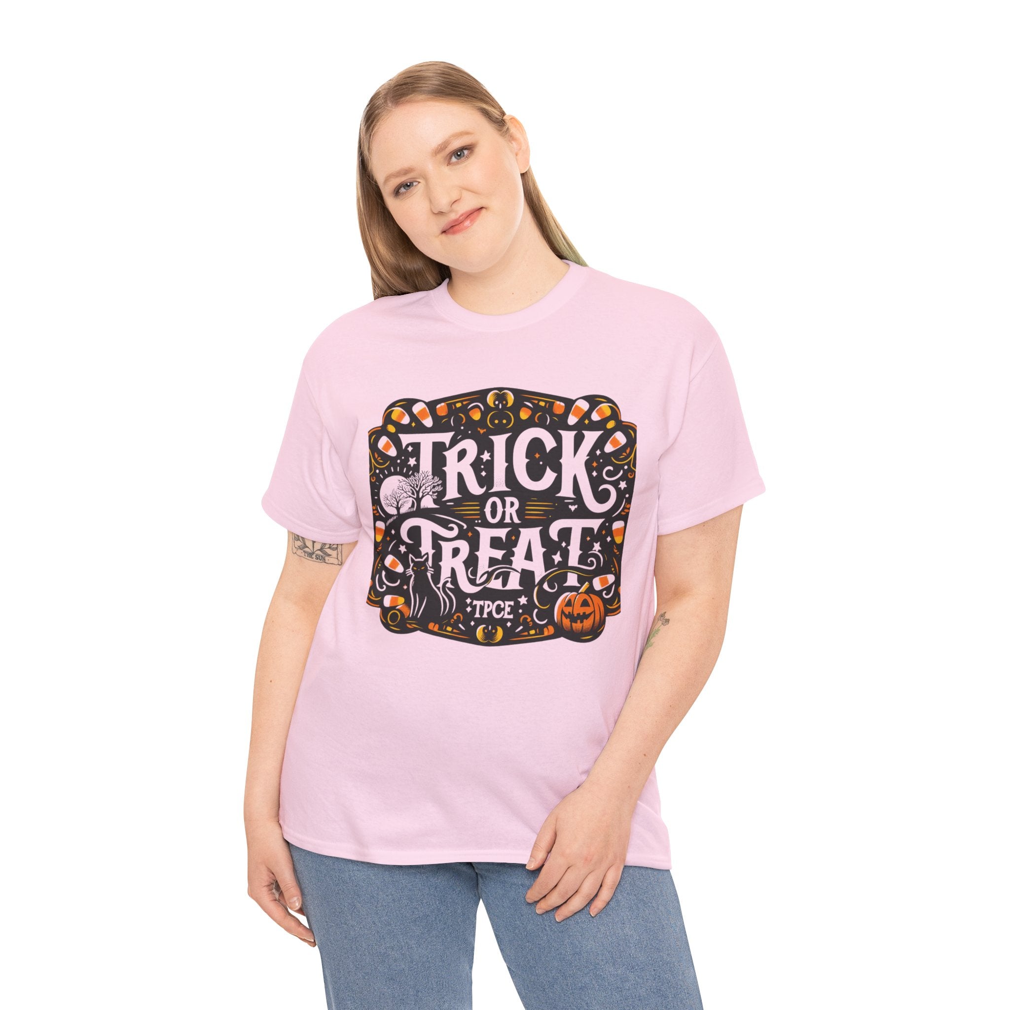 Spooky Surprise: Trick or Treat Halloween T-Shirt for Kids - Cute Ghost Design